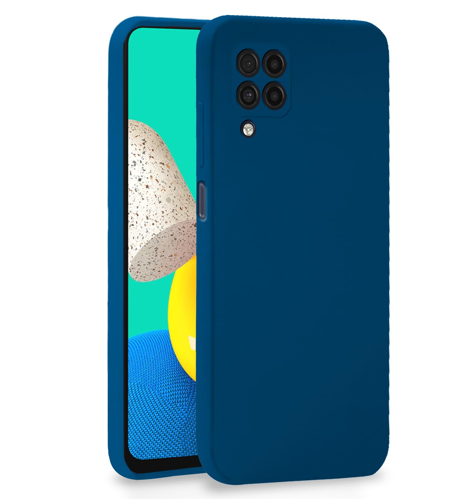 Blue Liquid Silicone mobile cover for Samsung M32 4G/M32 Prime/F22 4G – Pikkme