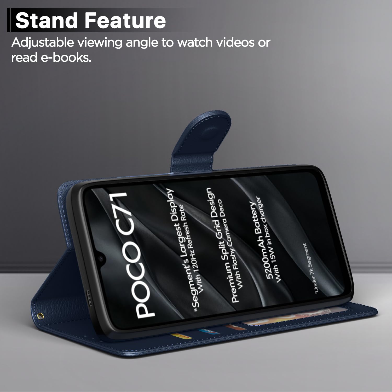 Pikkme Poco C71 / Redmi A5 Vintage Flip Cover (Blue)