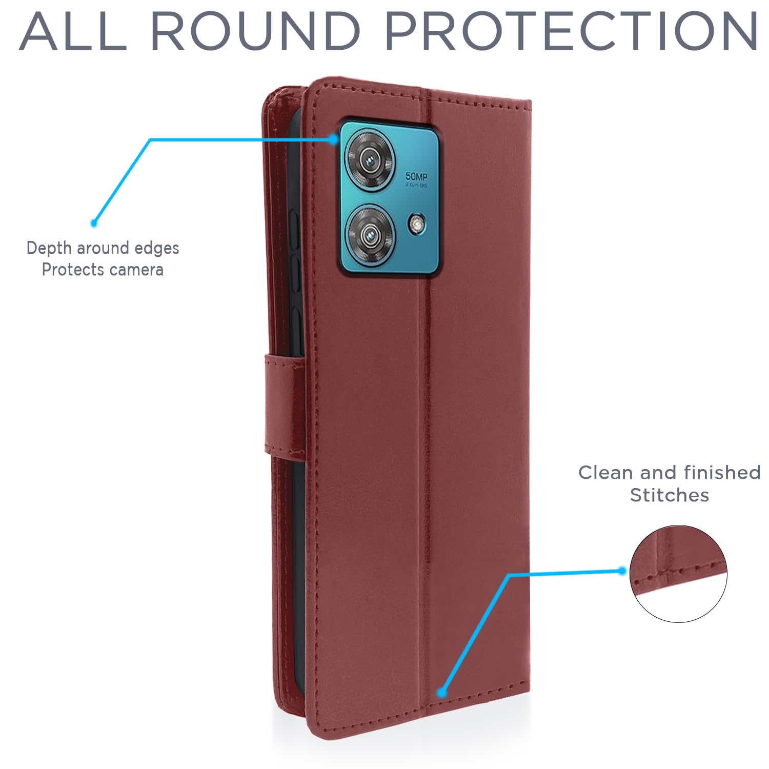 Brown Wallet mobile flip cover for Moto Edge 40 Neo 5G – Pikkme – photo 4