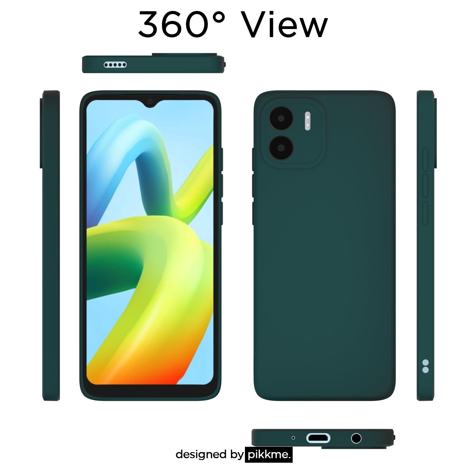 Pikkme Redmi A1 Liquid Silicone Back Cover (Green)