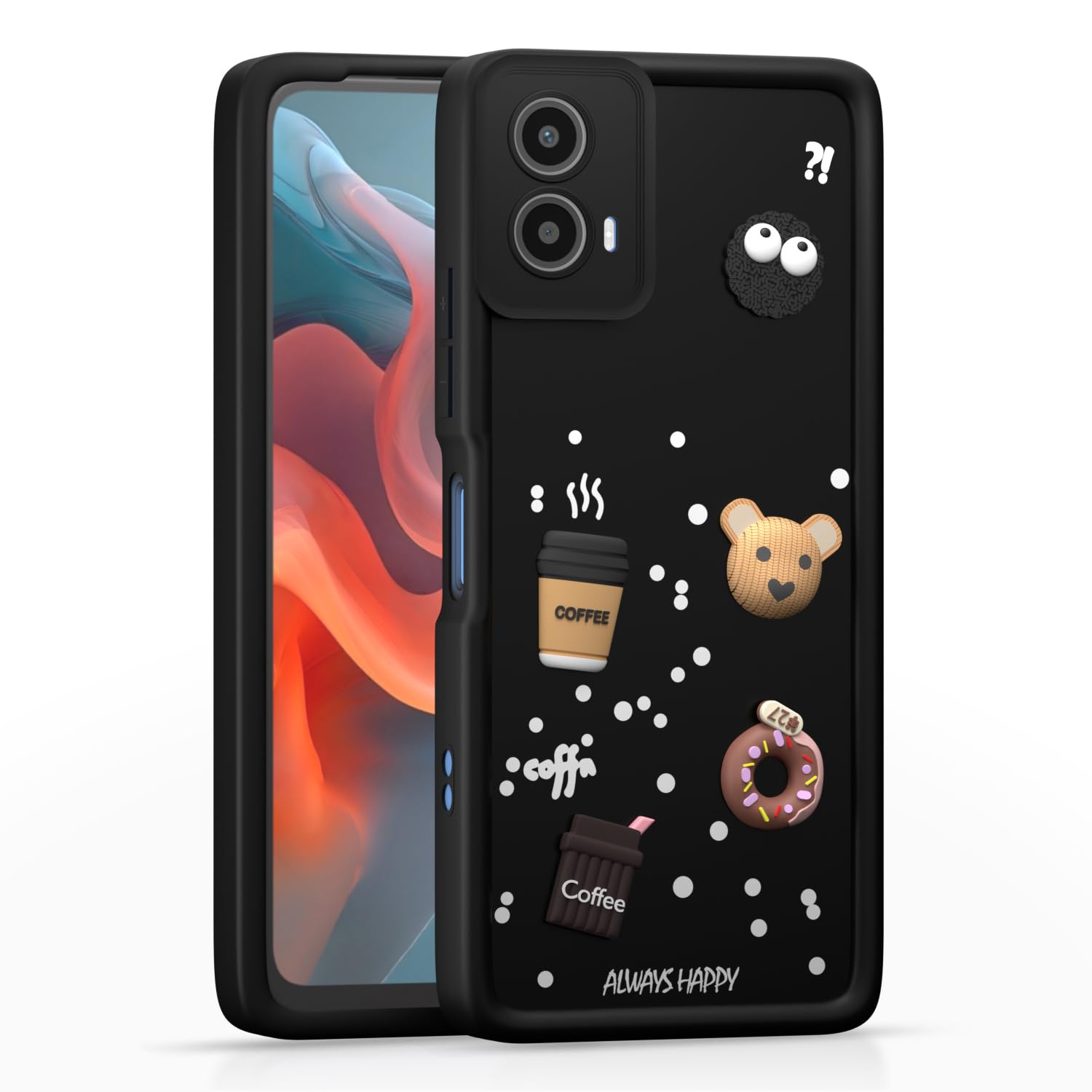 Moto G34 / G45 5G Cute Fun Cartoon 3D Bear Silicone Full Body Protection cartoon - Black