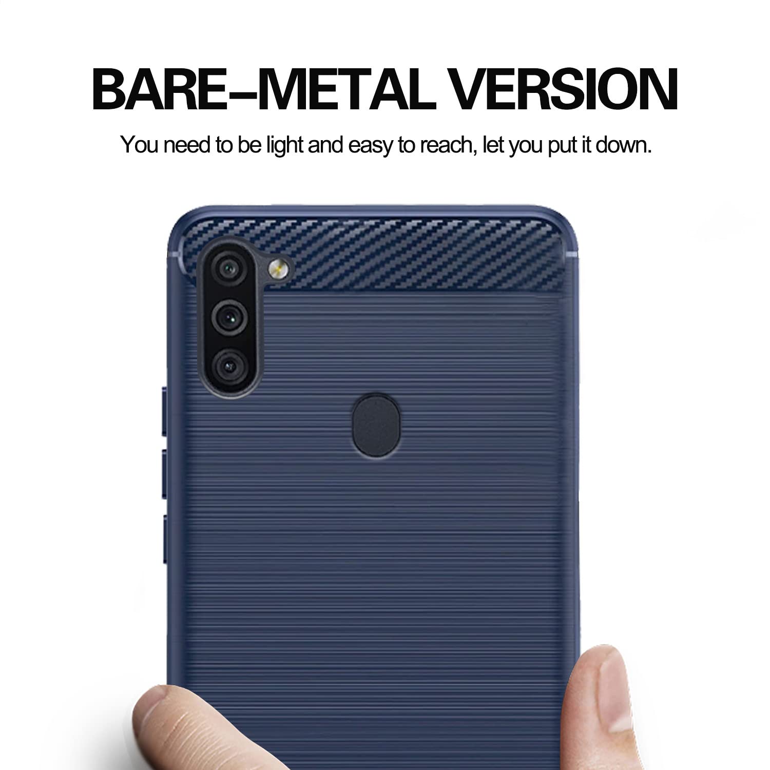 Pikkme Samsung Galaxy M11 Hybrid Carbon Fiber Back Cover | Blue
