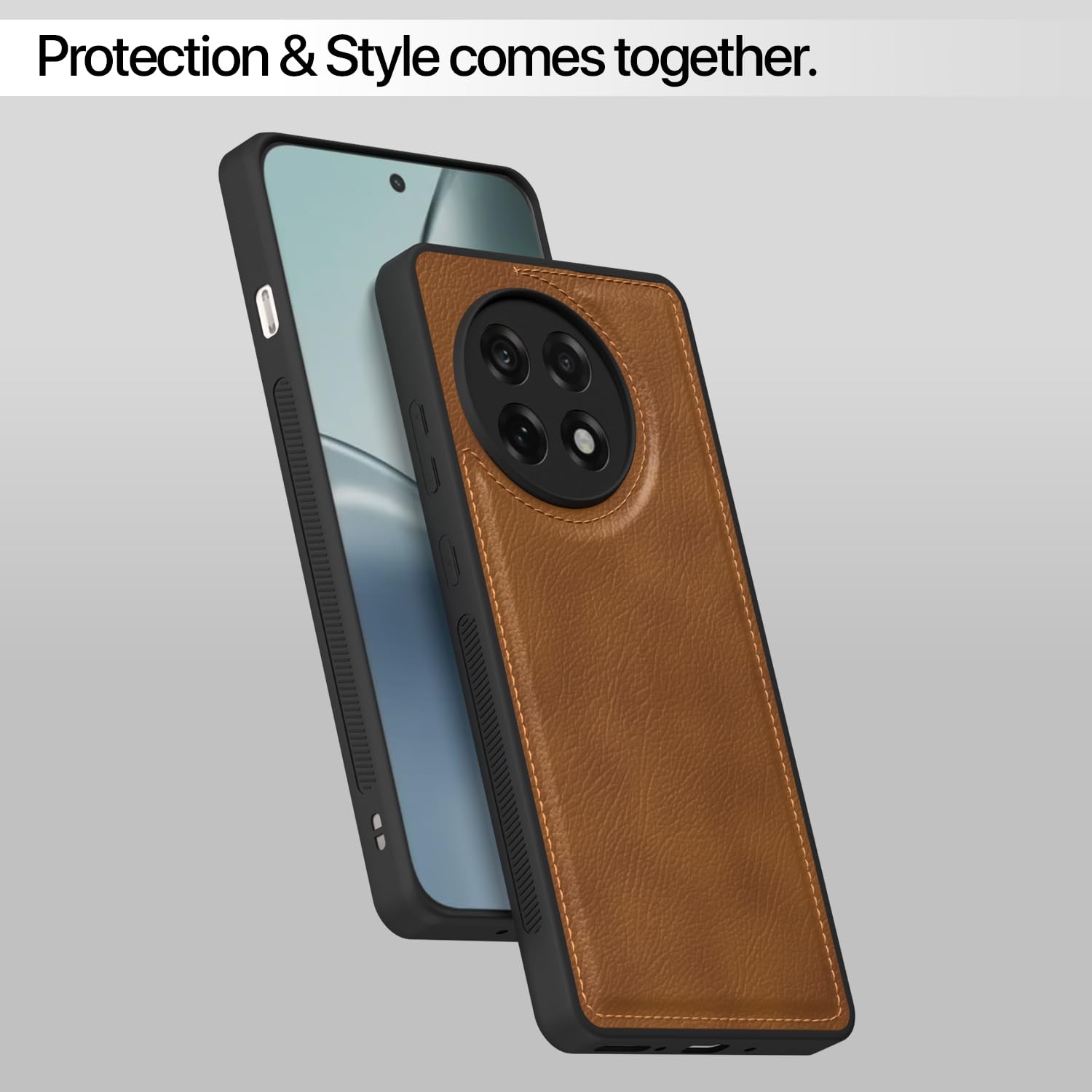 Pikkme OnePlus 13R 5G Leatherback Back Case (Brown)