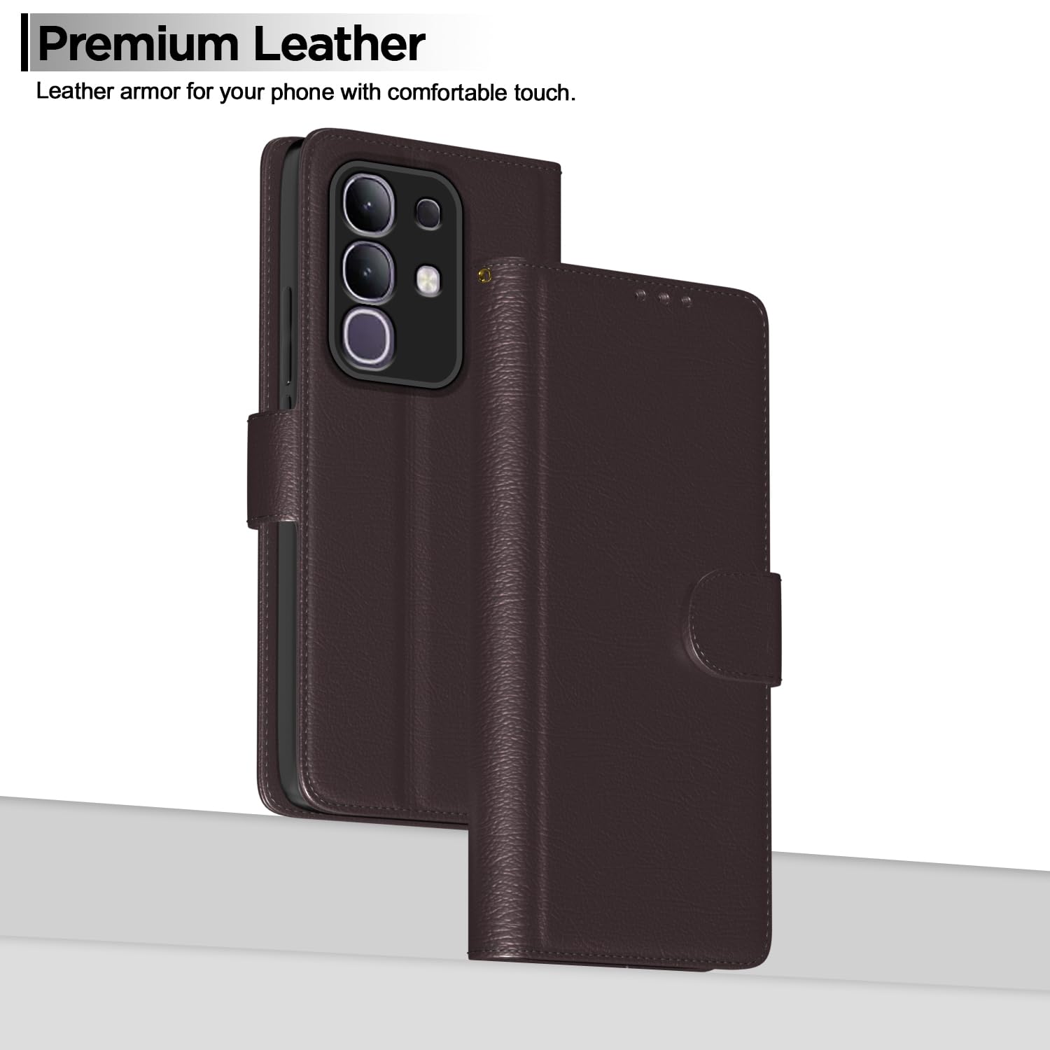 Pikkme Vivo T4x 5G / iQoo Z10x 5G Vintage Flip Cover (Coffee)
