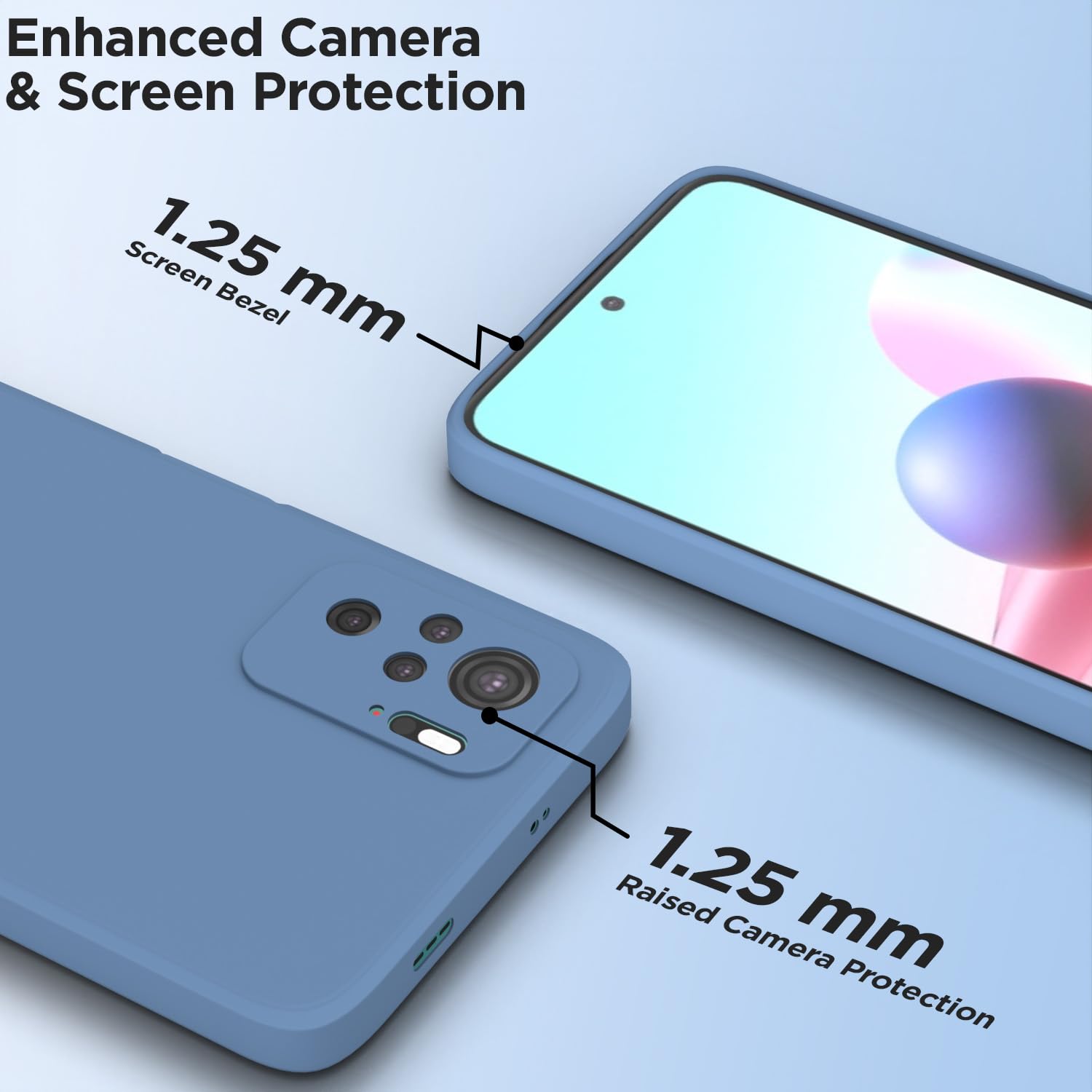 Pikkme Redmi Note 10 / Redmi Note 10S Soft Matte Silicone Shockproof Case (Aqua Blue)