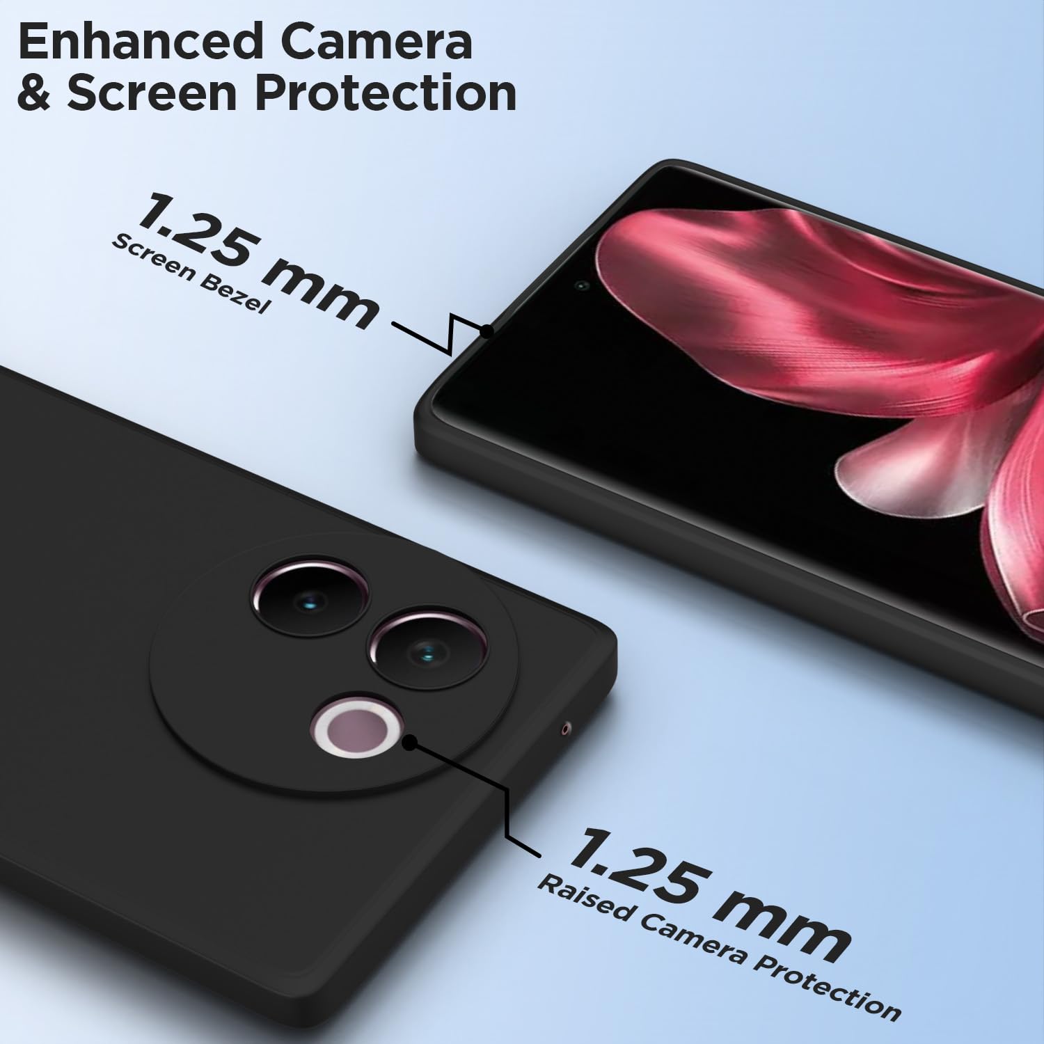 Pikkme Vivo V30e 5G Soft Matte Silicone Shockproof Case | Black