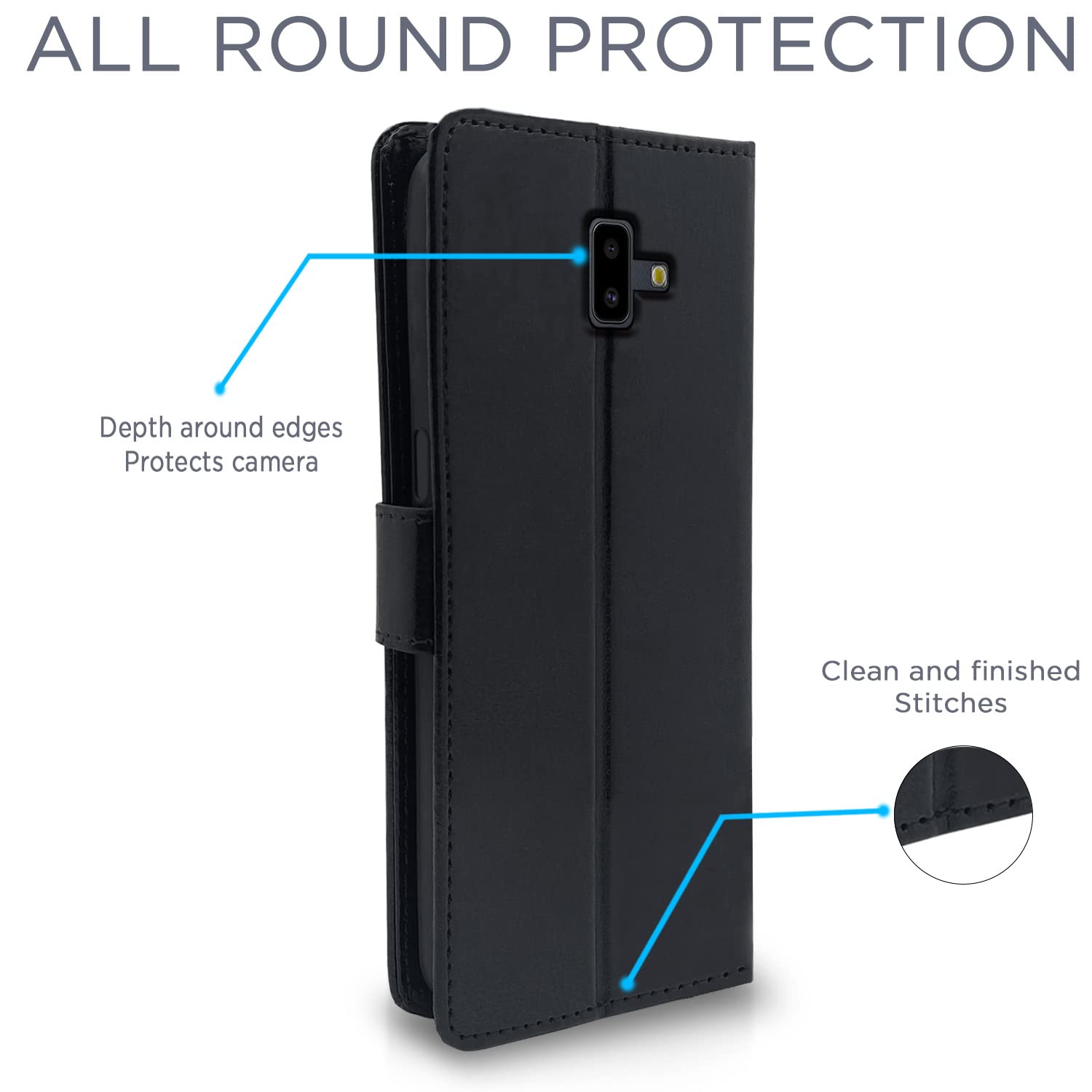 Pikkme Samsung Galaxy J6 Plus Vintage Flip Cover (Black)
