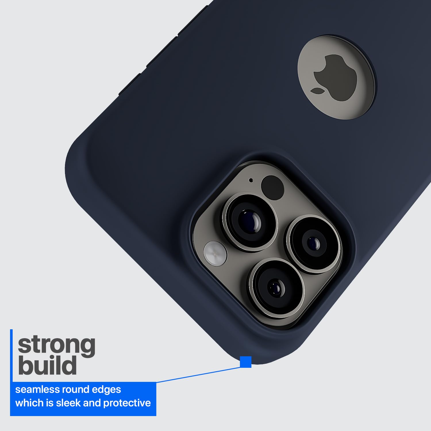 Pikkme iPhone 16 Pro Max Super Soft Silicone Back Cover (Dark Blue)