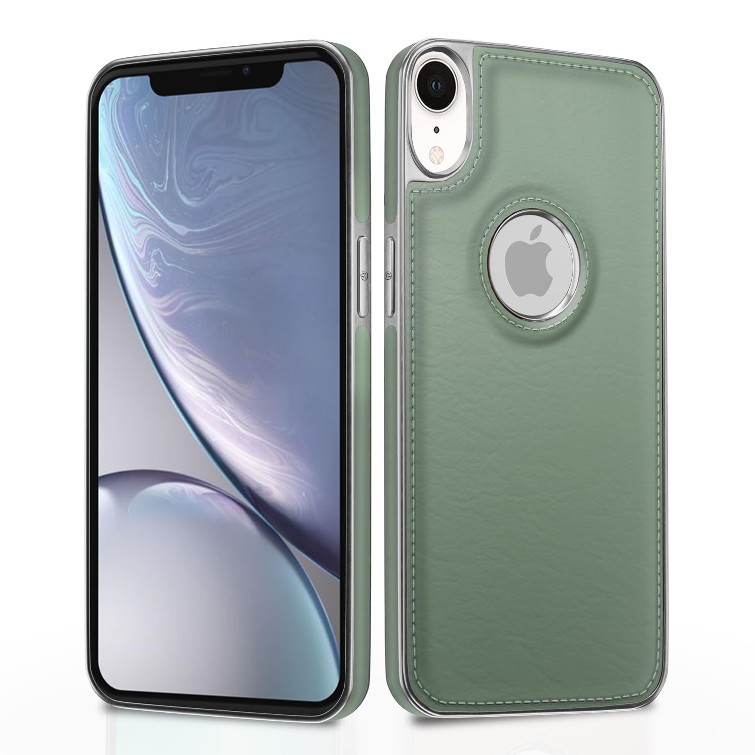 iPhone XR Chrome Leather Back Cover -Green