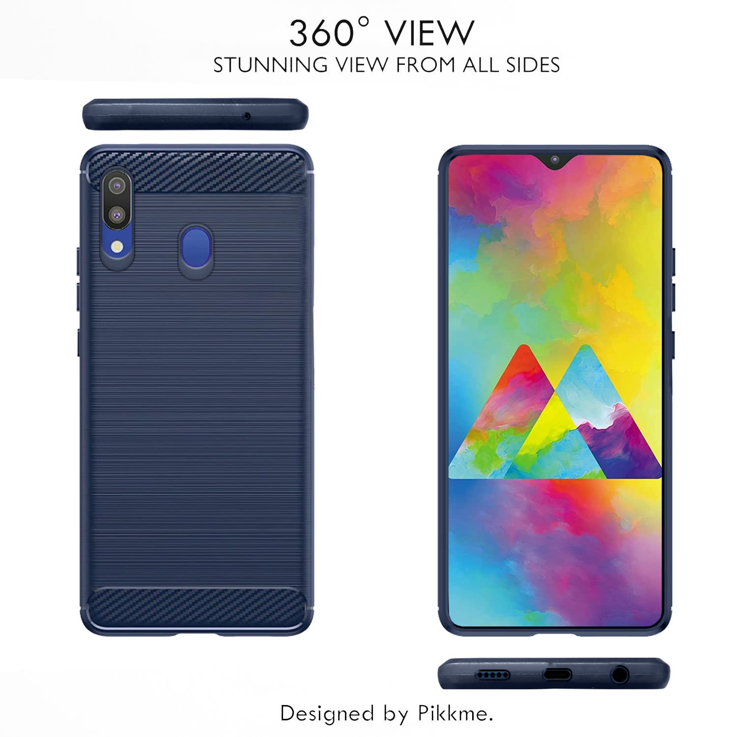 Pikkme Samsung Galaxy M20 Hybrid Carbon Fiber Back Cover | Blue