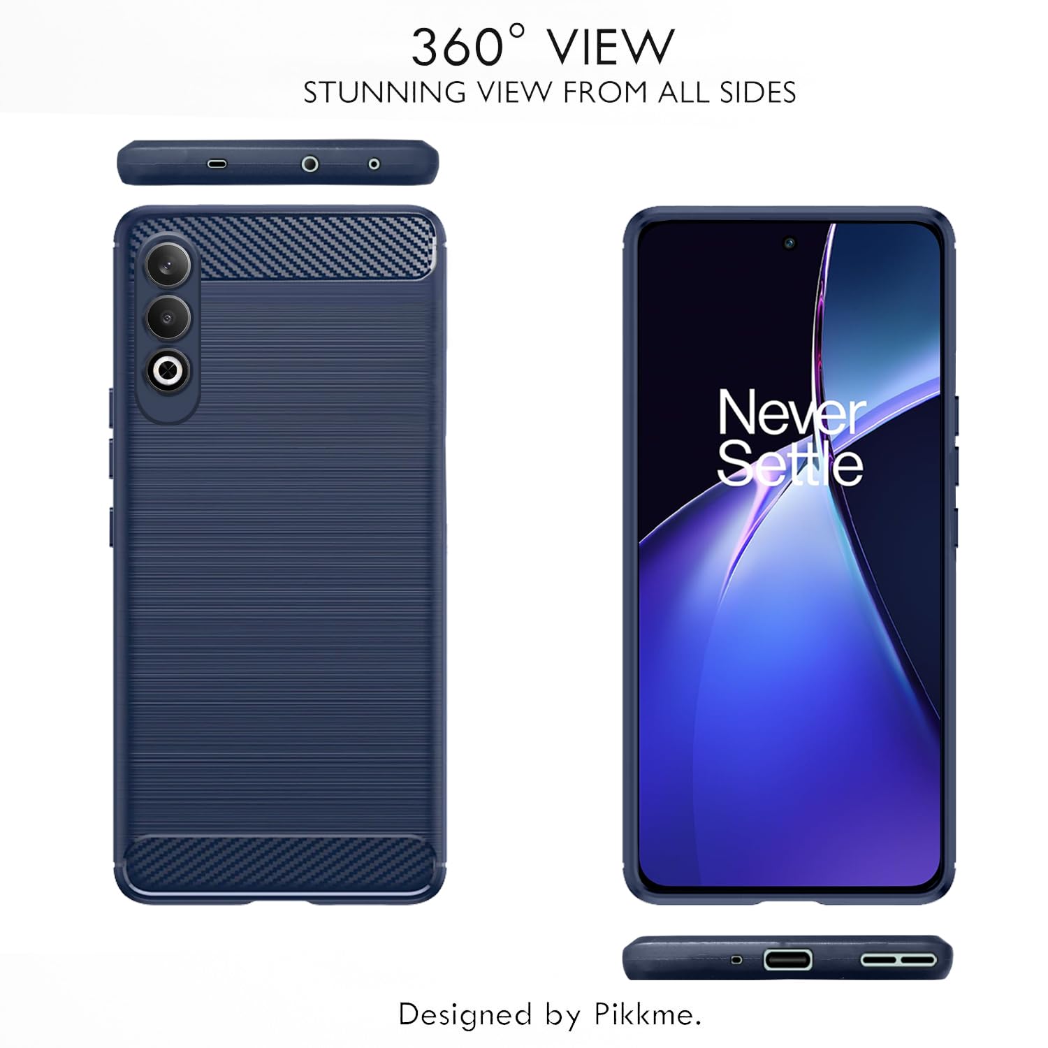 Pikkme OnePlus Nord Ce 4 5G Carbon Fibre Back Cover (Blue)