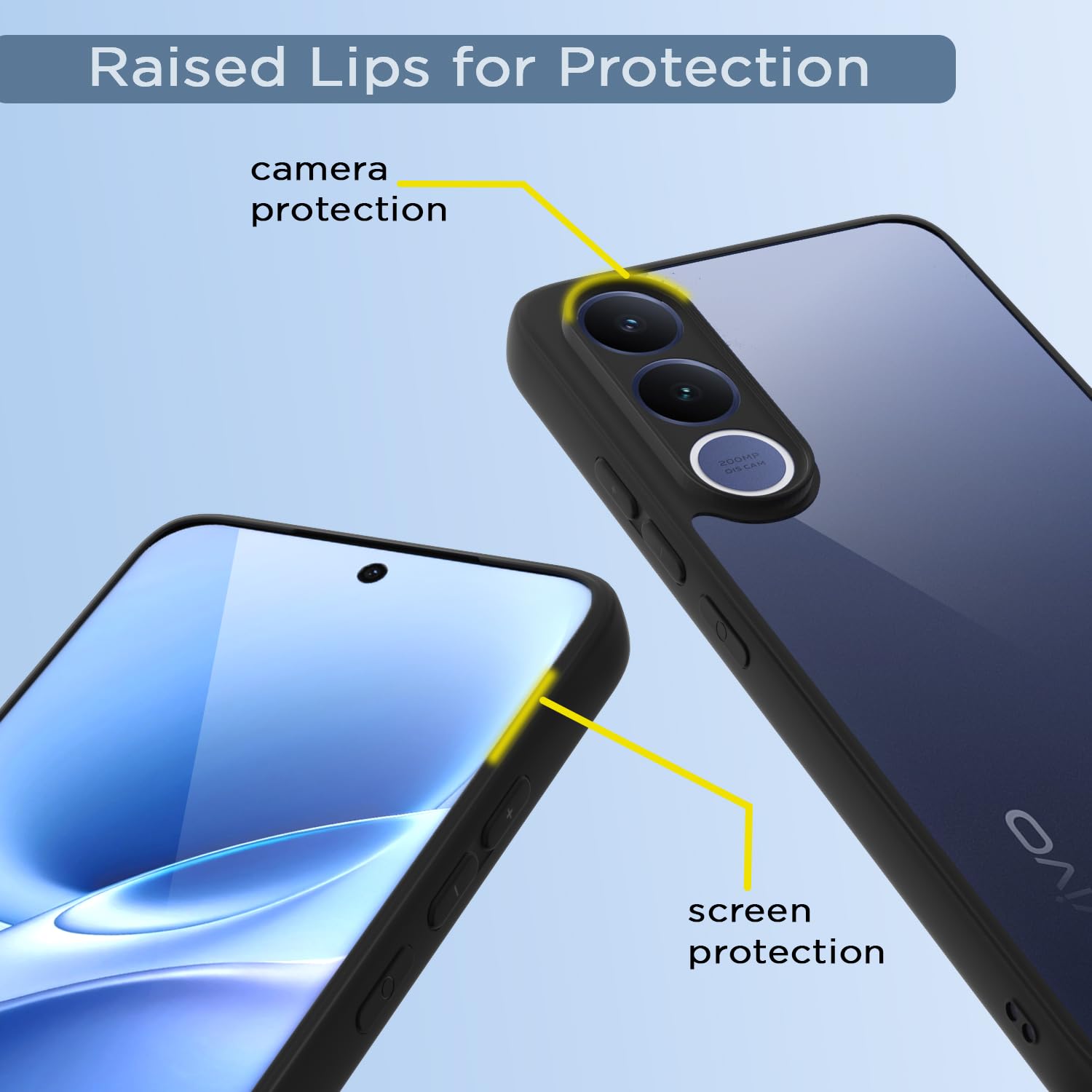 Vivo V70 FE 5G Hybrid mobile cover in black by Pikkme – photo 4