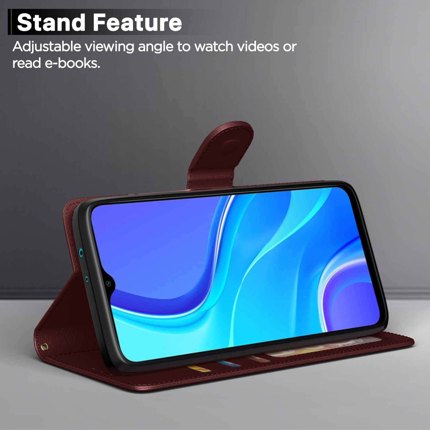 Pikkme Redmi 9 Prime Vintage Flip Cover (Brown)