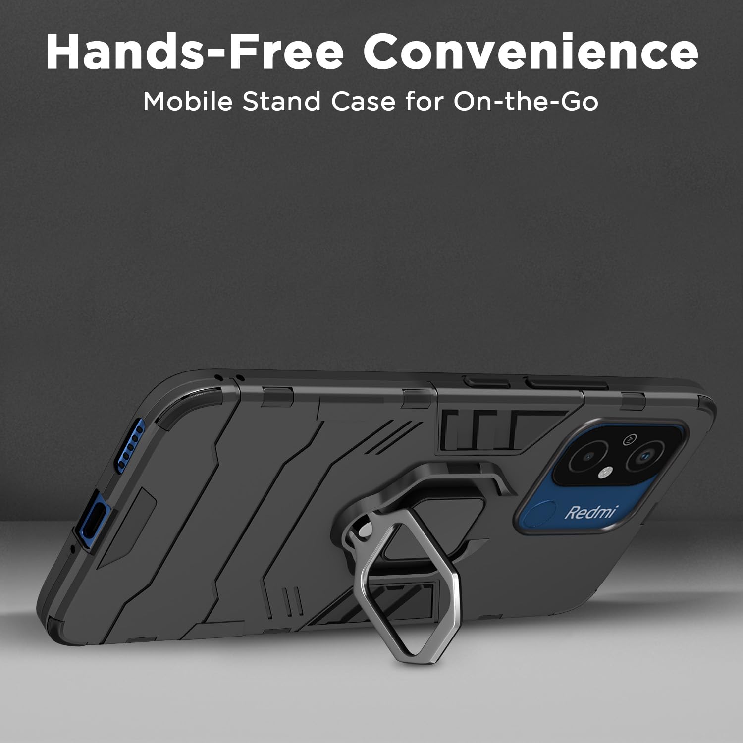 Pikkme Redmi 12C / Poco C55 D5 Tough Armor Back Cover | Black
