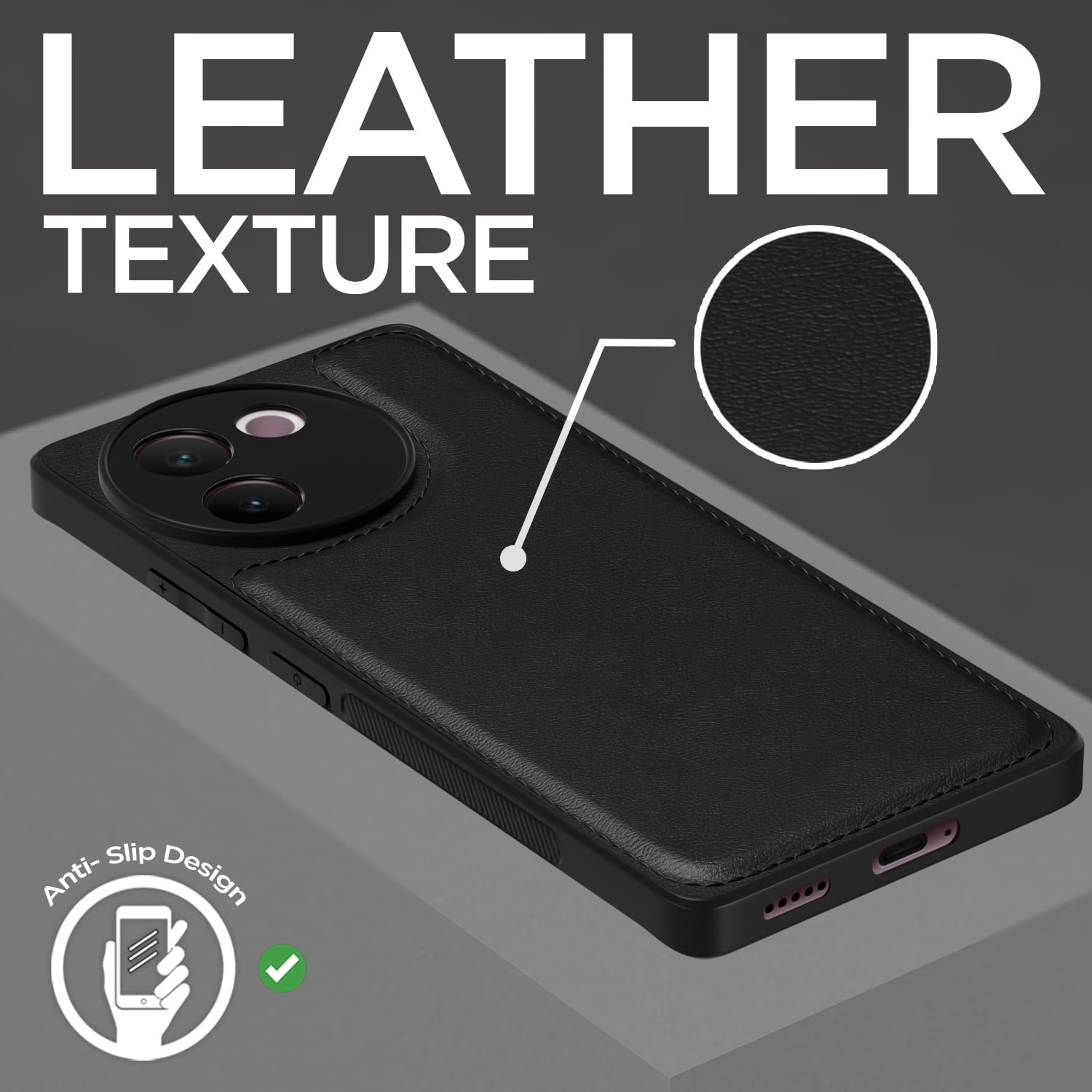 Pikkme black Leather phone cover for Vivo V30e 5G – photo 7