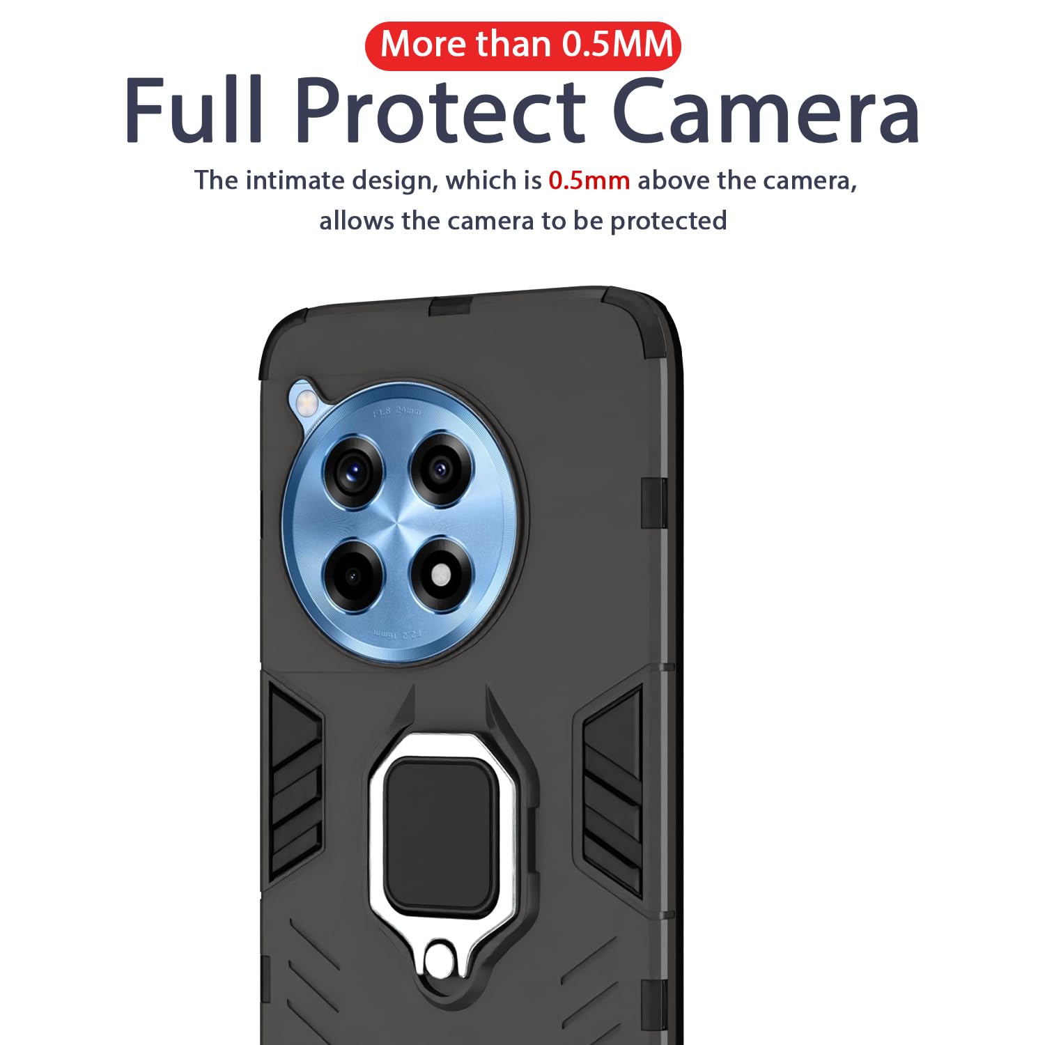 Pikkme OnePlus 12R 5G D5 Tough Armor Back Cover | Black