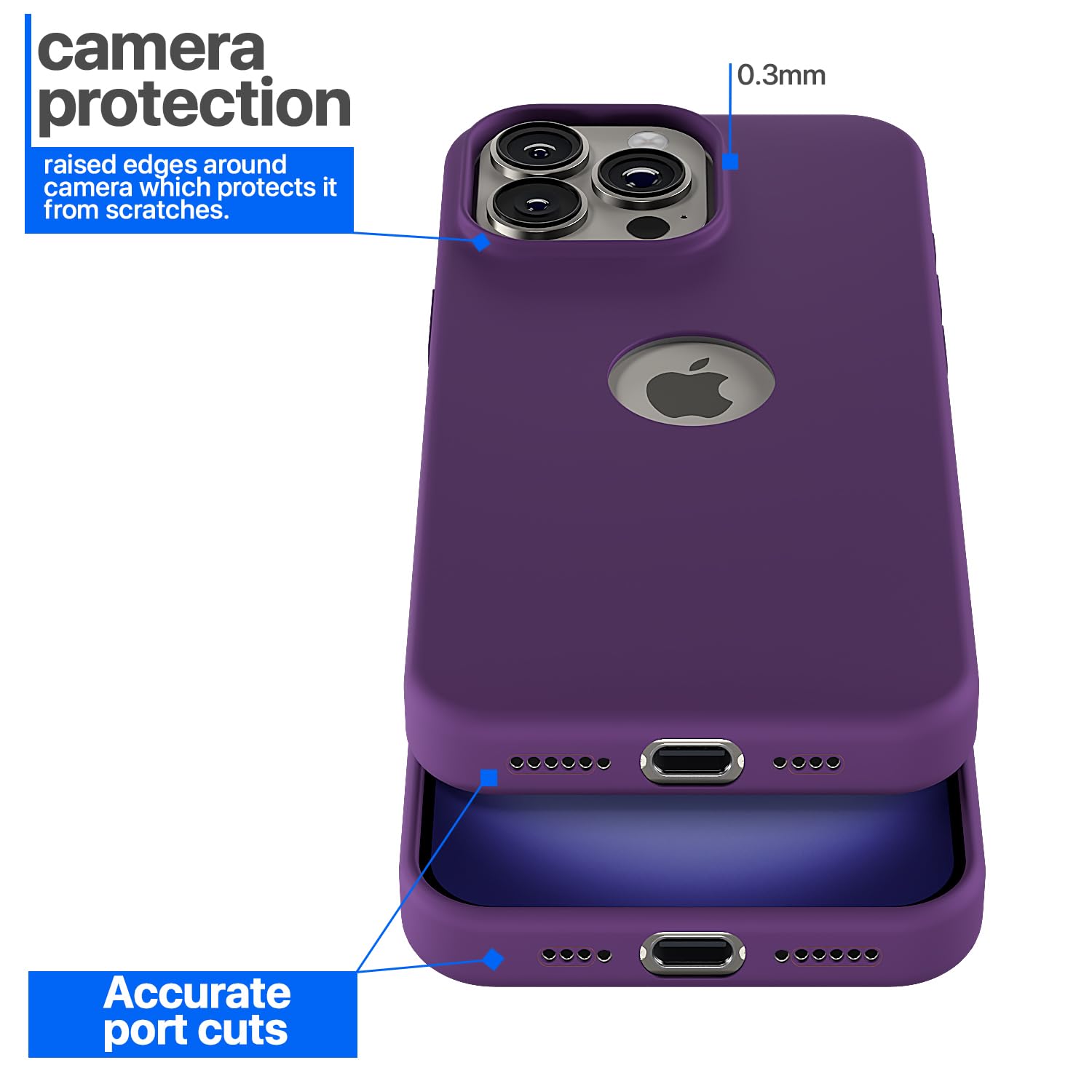 Pikkme iPhone 16 Pro Max Super Soft Silicone Back Cover (Grape)