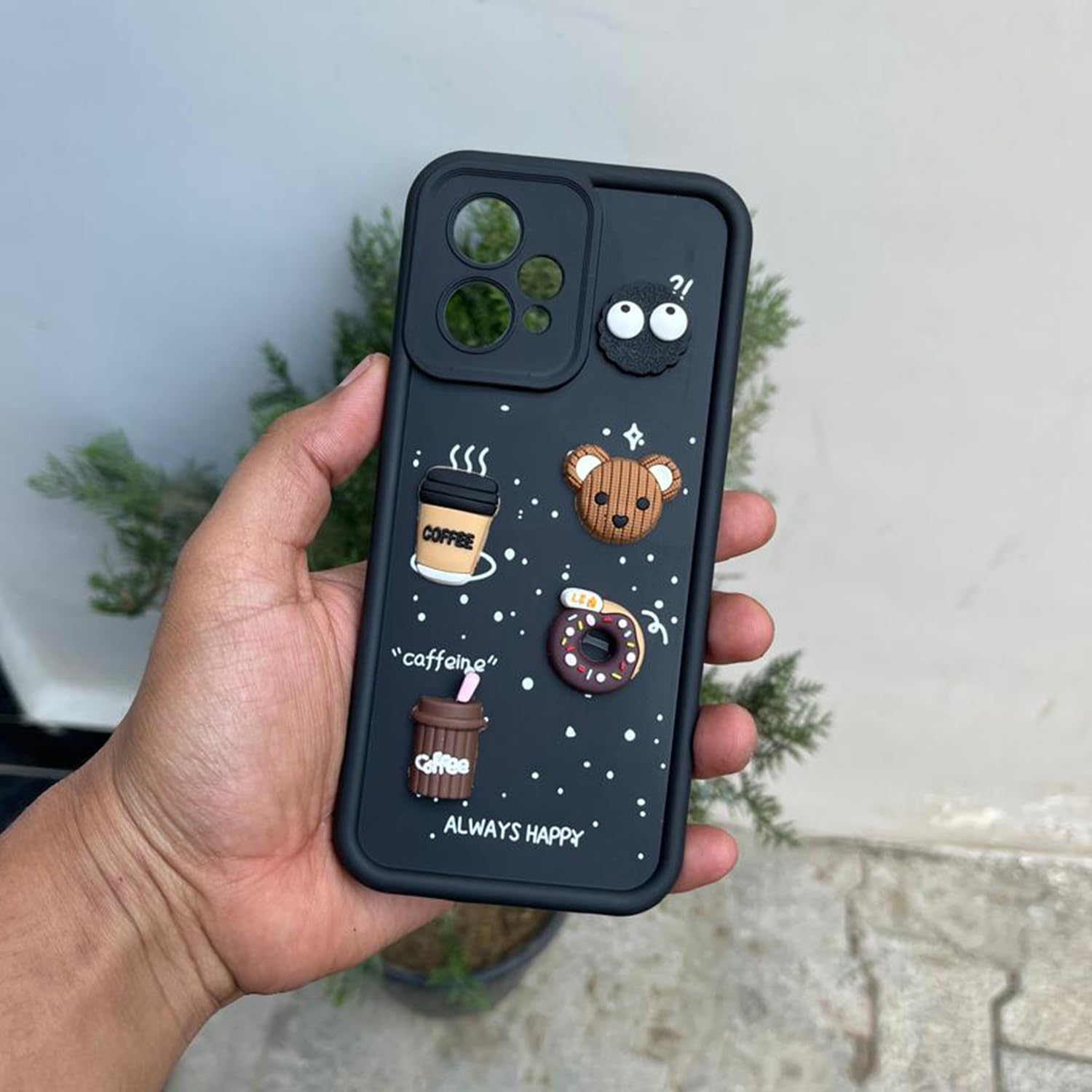 Pikkme Realme 9 4G / Realme 9 Pro Plus 5G Cute Fun Cartoon 3D Bear Coffee Back Cover (Black)