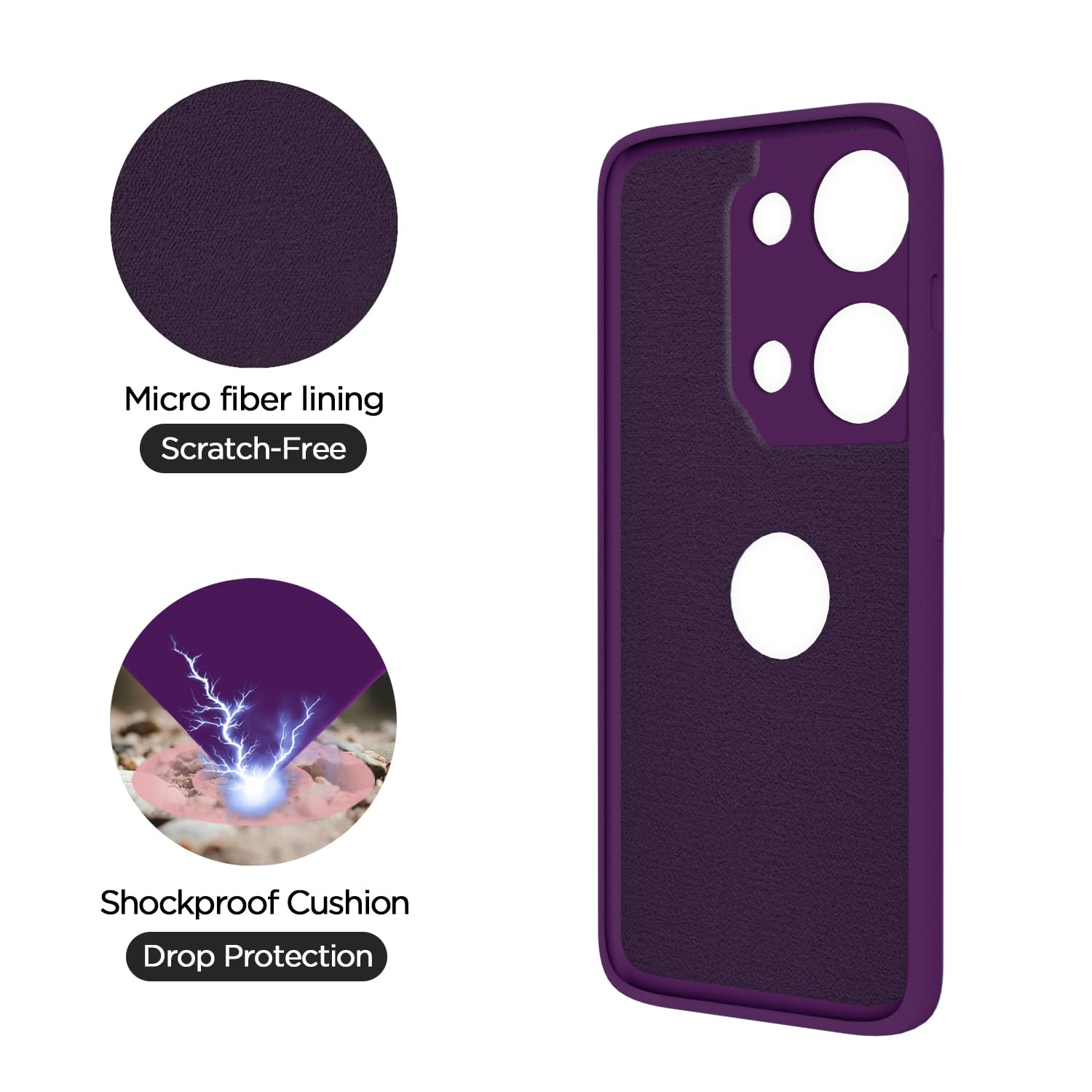 Pikkme OnePlus Nord 3 5G Super Soft Silicone Back Cover (Violet)
