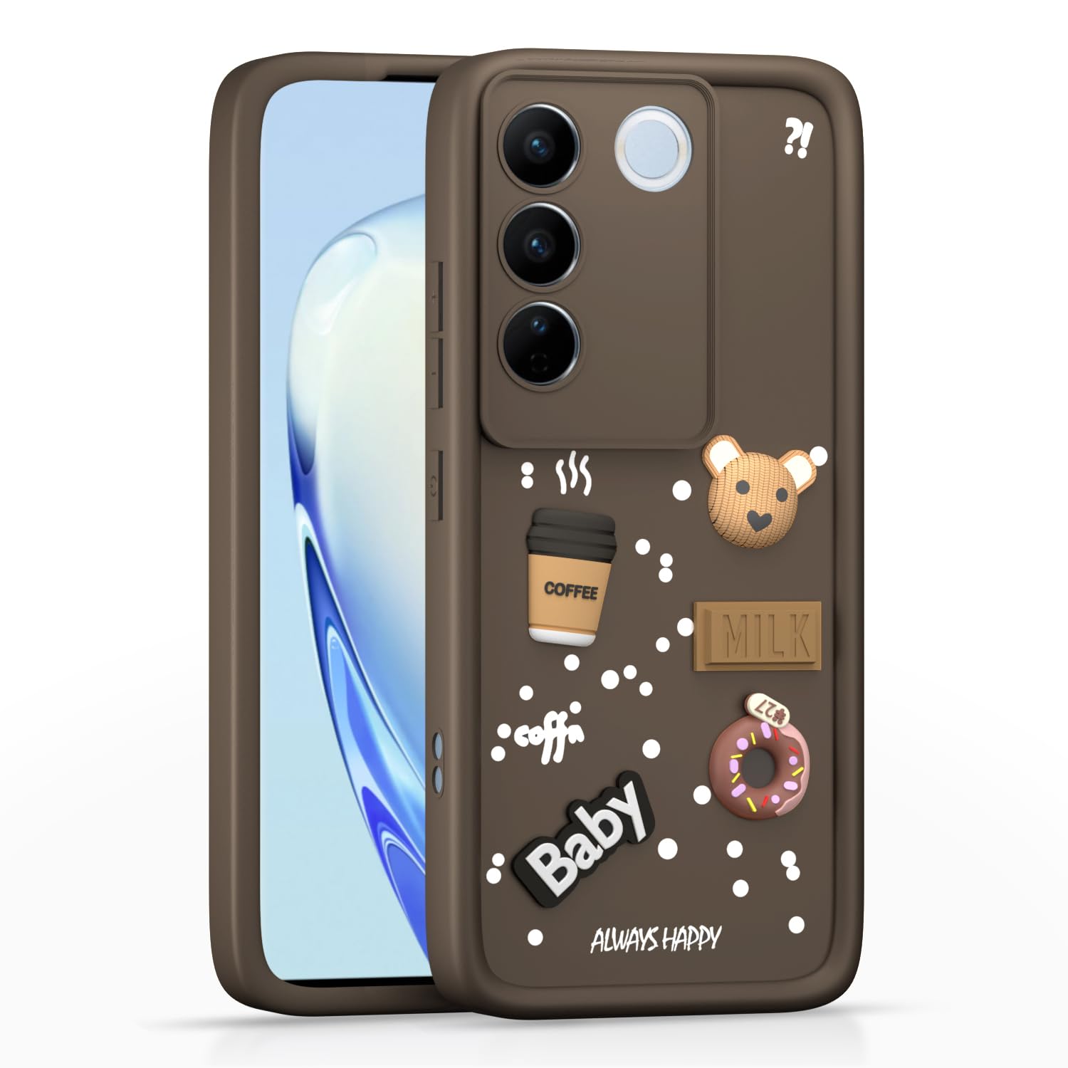 Pikkme Vivo V27/V27 Pro 5G Silicone brown phone cover