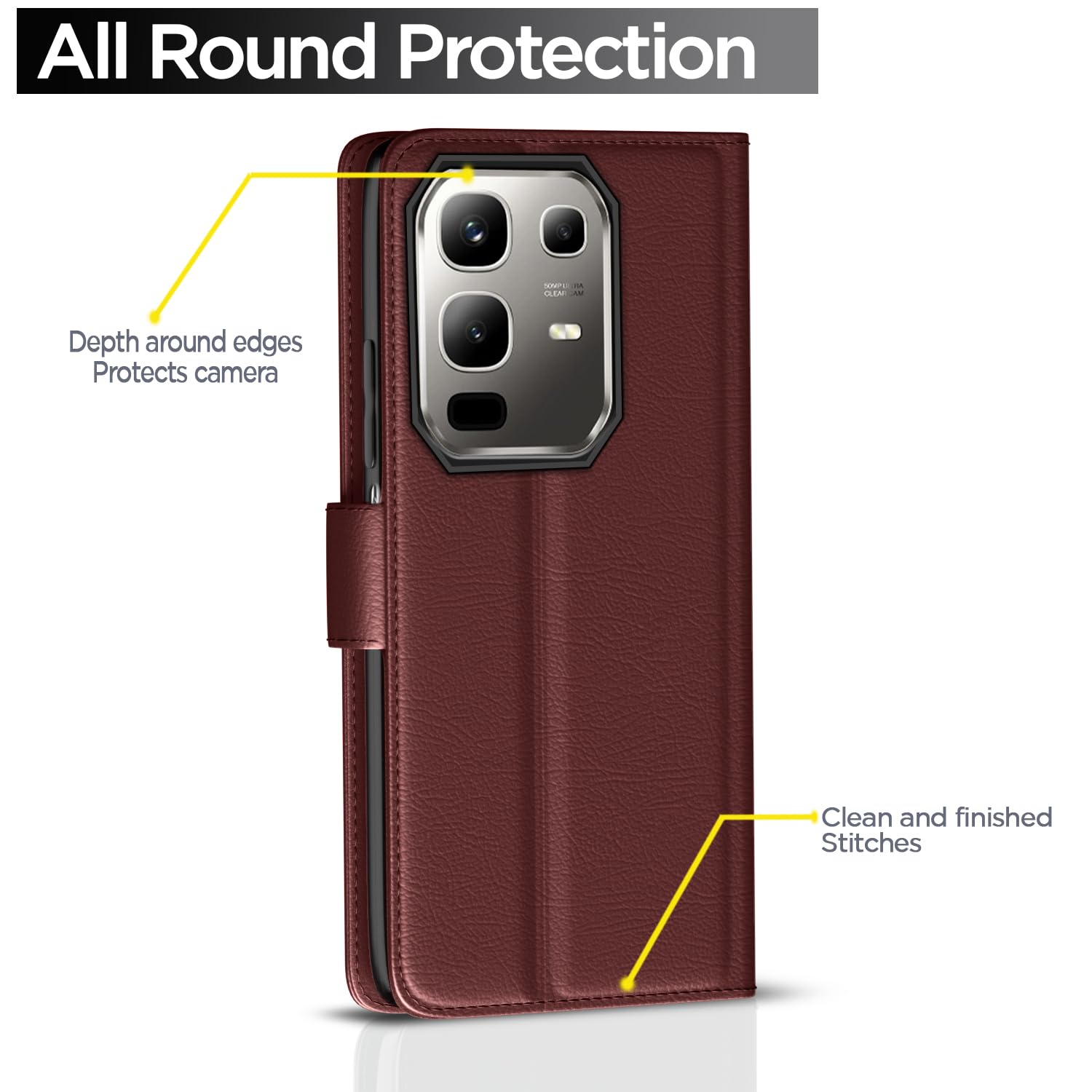 Pikkme Infinix Note 50x 5G Vintage Flip Cover (Brown)
