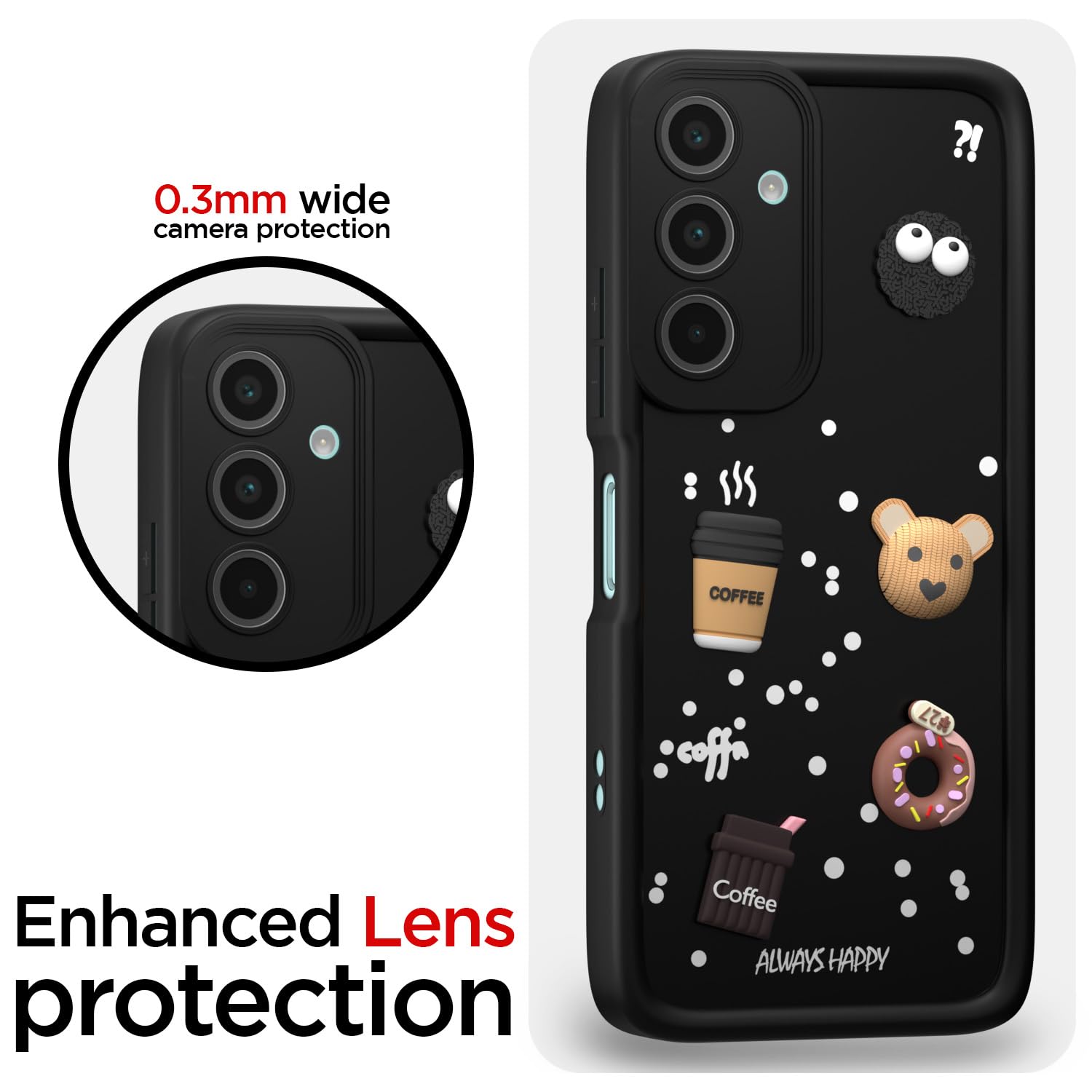 Pikkme Samsung Galaxy M15 / F15 / M15 5G Prime Edition Cute Fun Cartoon 3D Bear Silicone Full Body Protection cartoon Back Cover (Black)