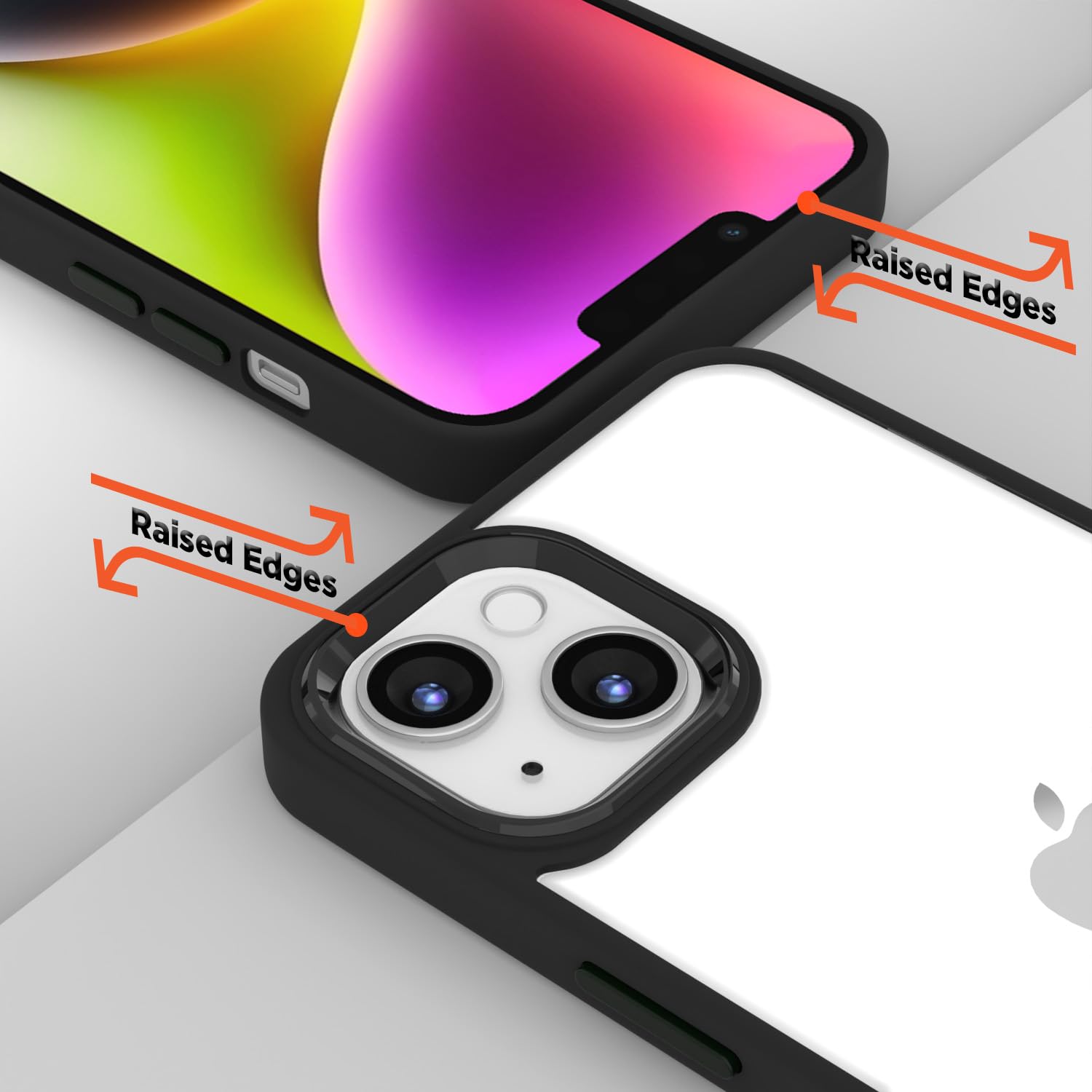 Pikkme iPhone 14 Chrome Metal Ring Back Cover (Black)