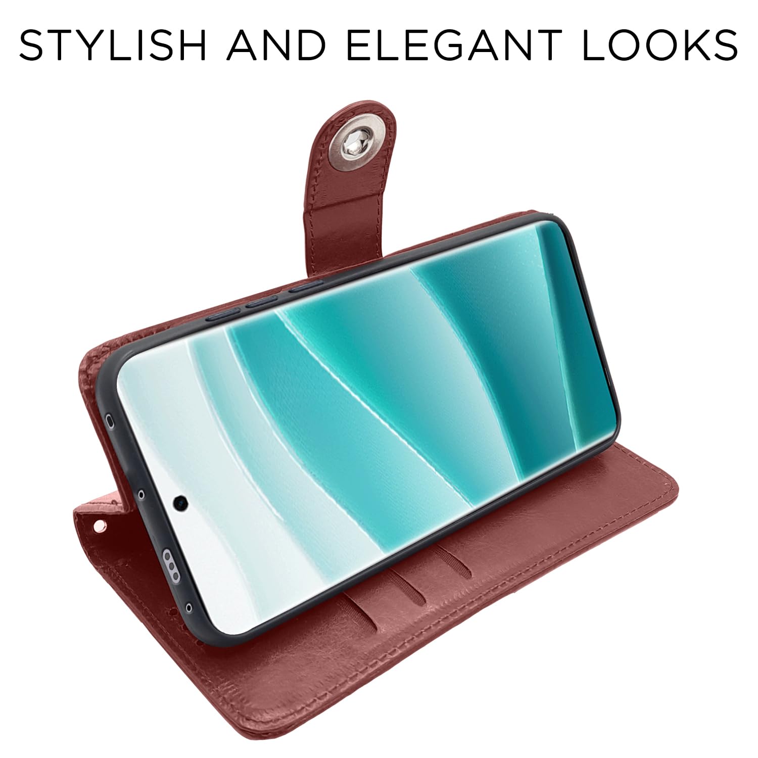 Redmi Note 14 Pro/Note 14 Pro Plus 5G Button flip case in brown by Pikkme – photo 3