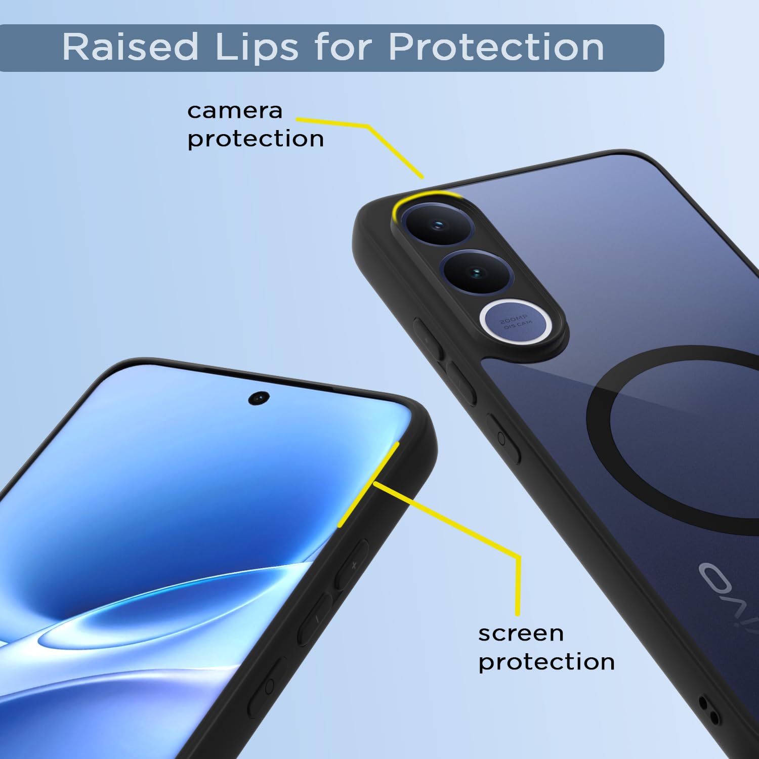 Vivo V70 FE 5G back cover in black mag-safe by Pikkme – photo 4