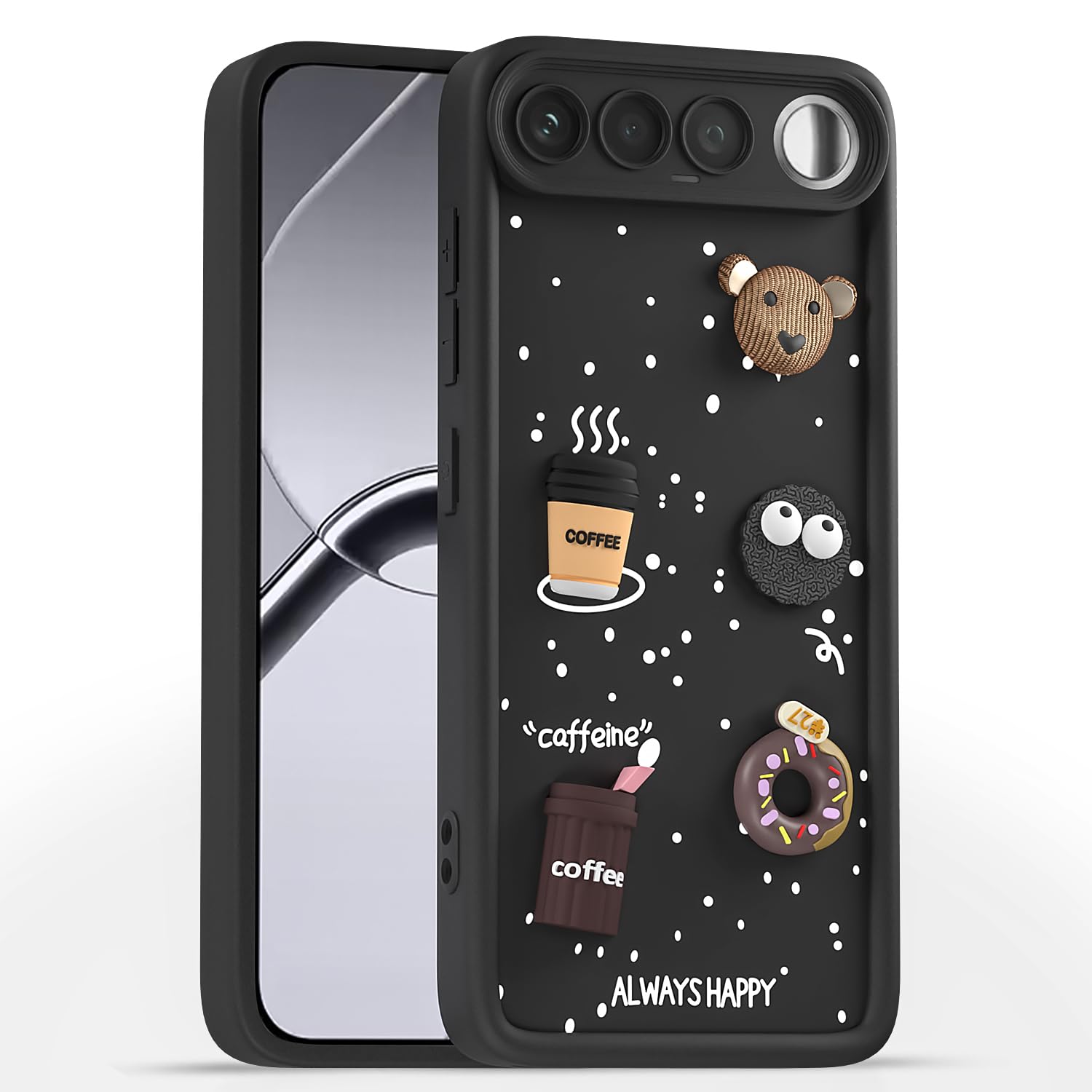 Pikkme black Silicone phone cover for Realme 16 5G/3D
