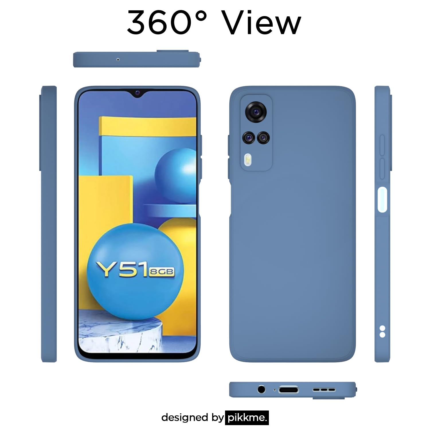 Pikkme Vivo Y31 / Y51A / Y51 / Y51i Soft Matte Silicone Shockproof Case (Aqua Blue)
