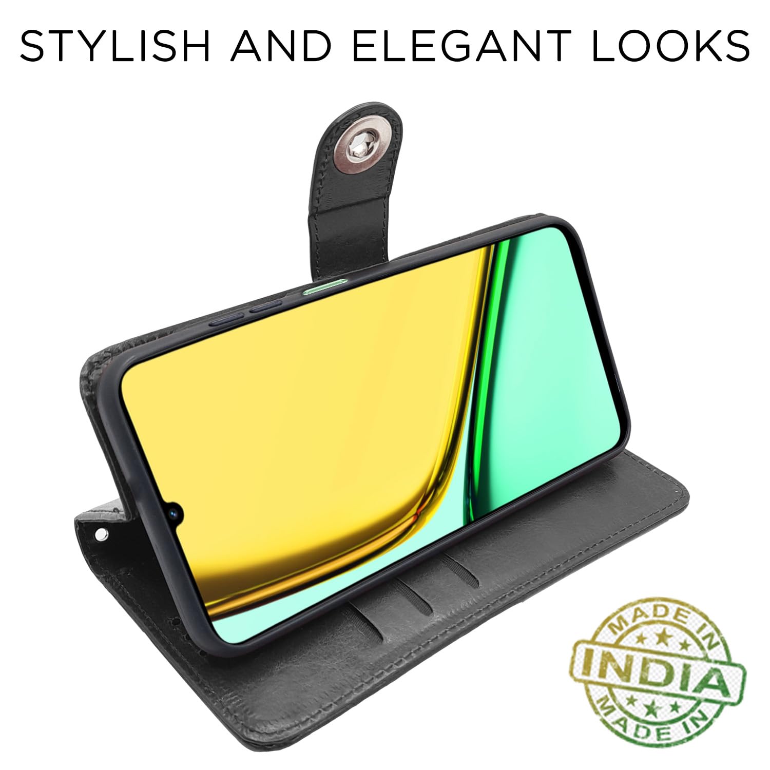 Black wallet flip cover for Realme C61/Narzo N61 – Pikkme – photo 5