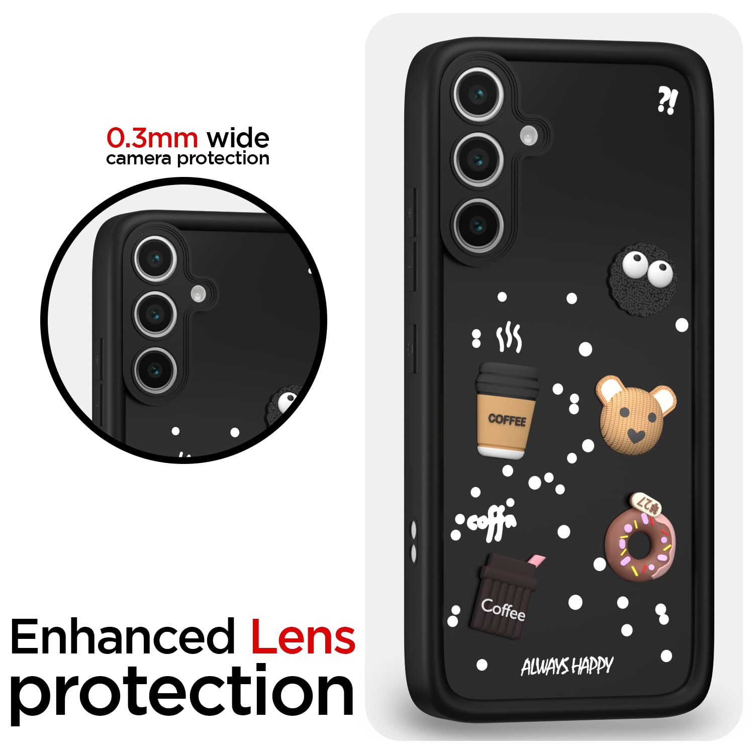 Pikkme Samsung Galaxy S24 FE 5G Cute Fun Cartoon 3D Bear Coffee Back Cover (Black)