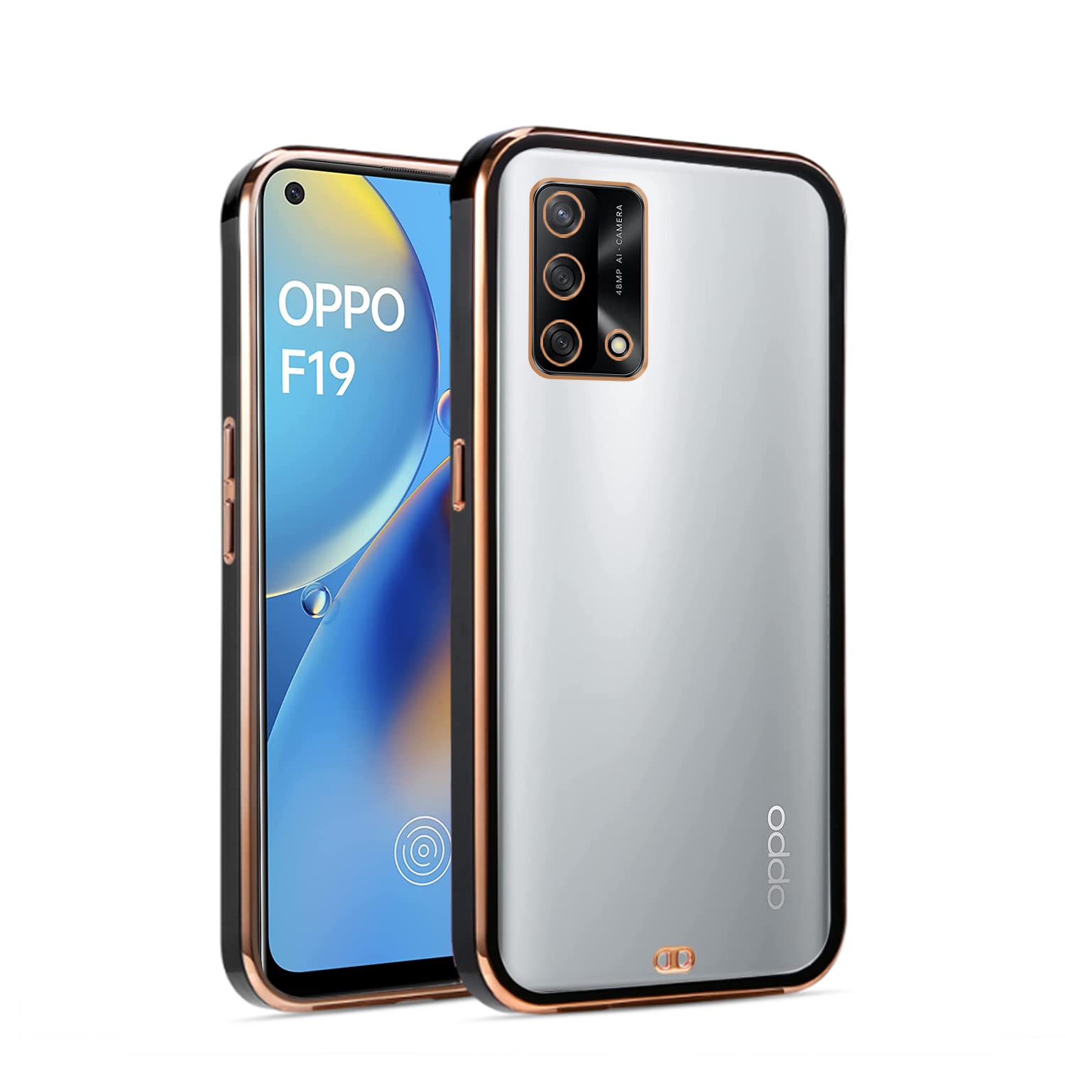 Pikkme black mobile back cover for Oppo F19