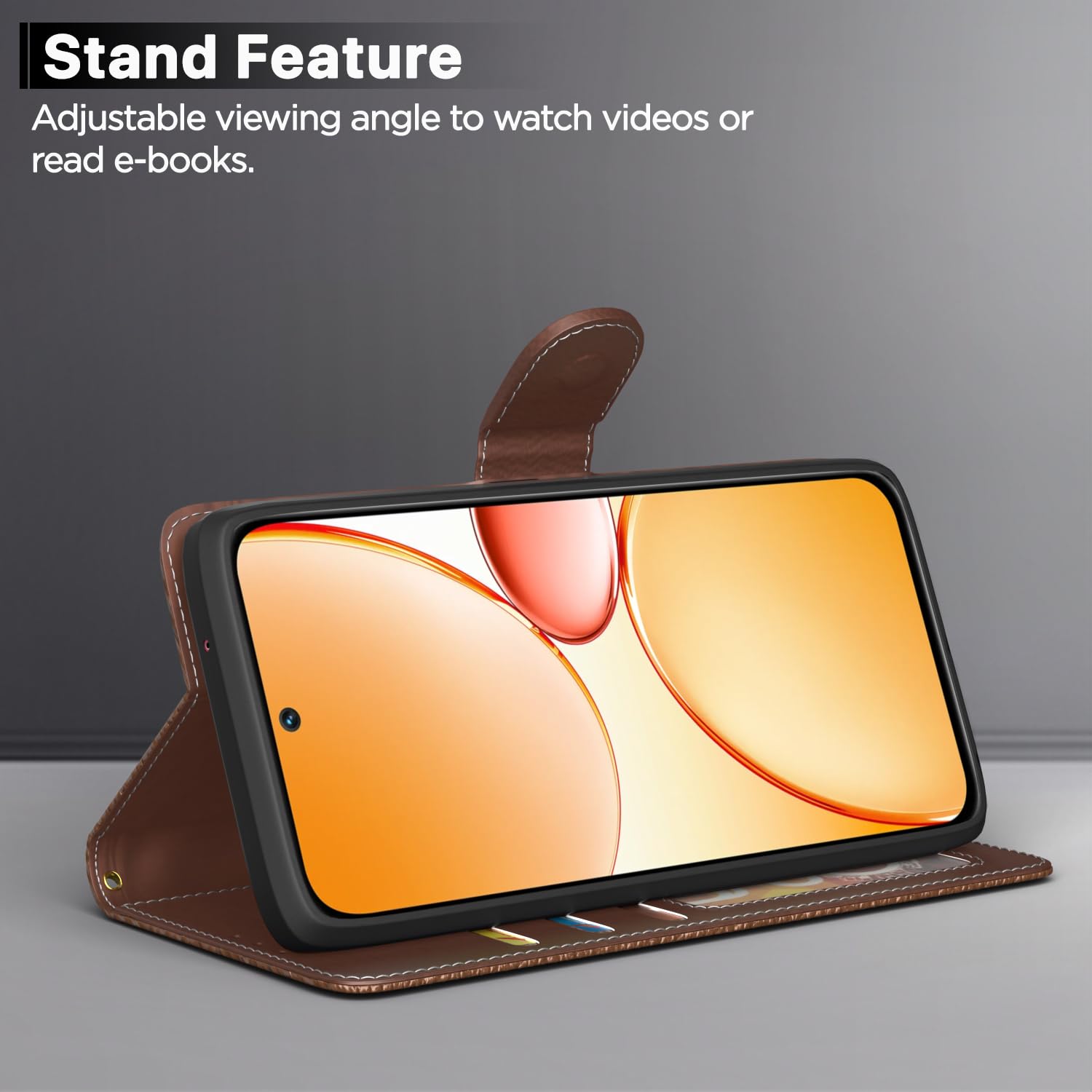 Pikkme tan Wallet flip cover for Realme Narzo 90X/C85/15X 5G – photo 3