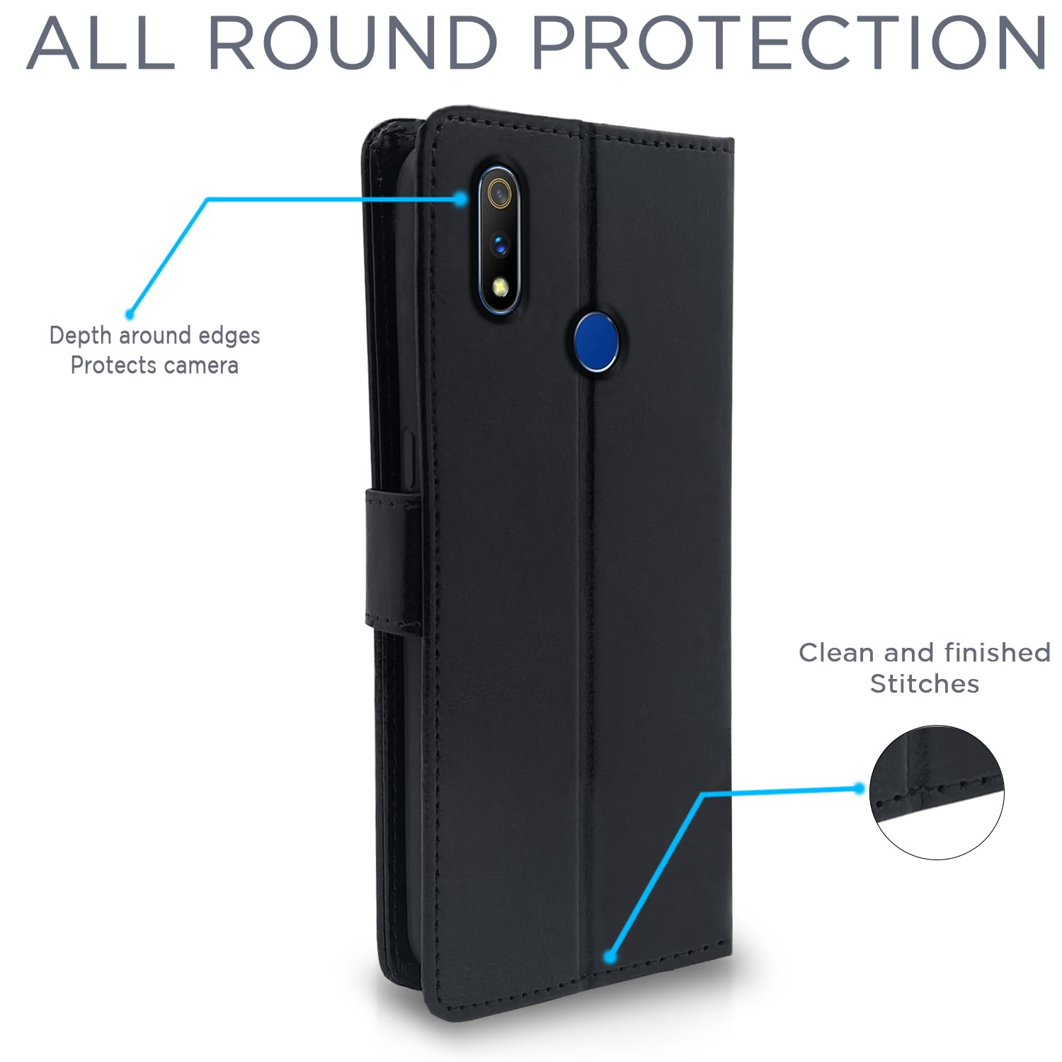 Pikkme Realme 3 Pro Wallet black flip case – photo 4