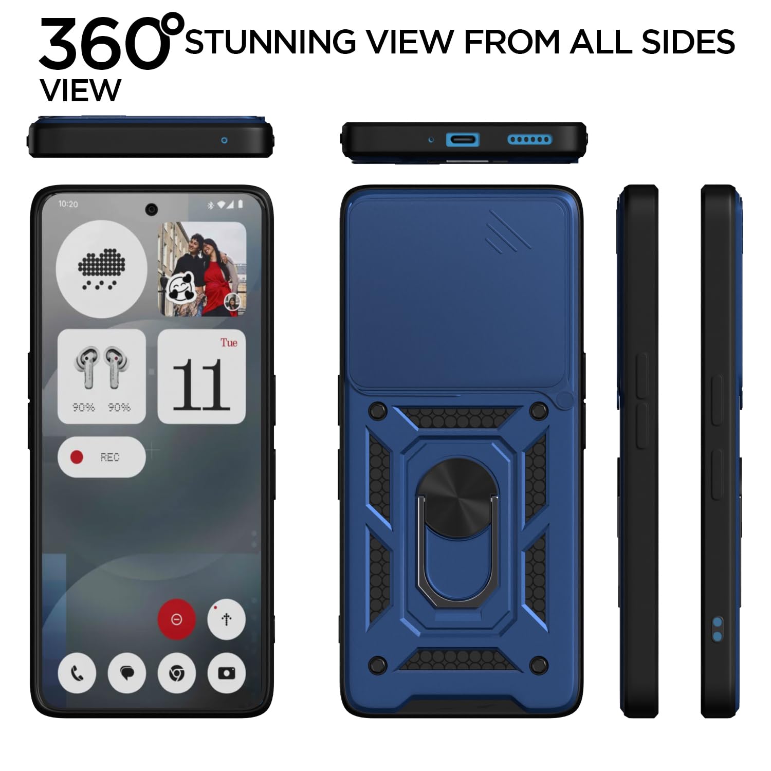 Pikkme Nothing Phone 3a 5G D10 Tough Armor Back Cover (Blue)
