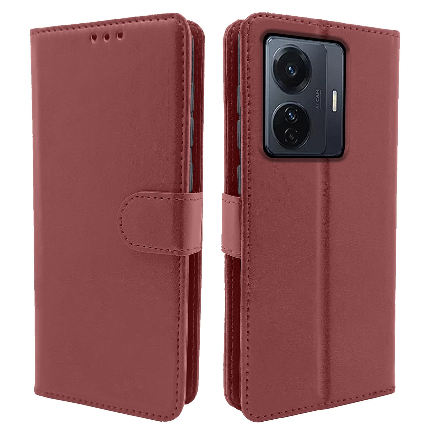 Brown flip case for Vivo T1 Pro/iQOO Z6 Pro 5G – Pikkme