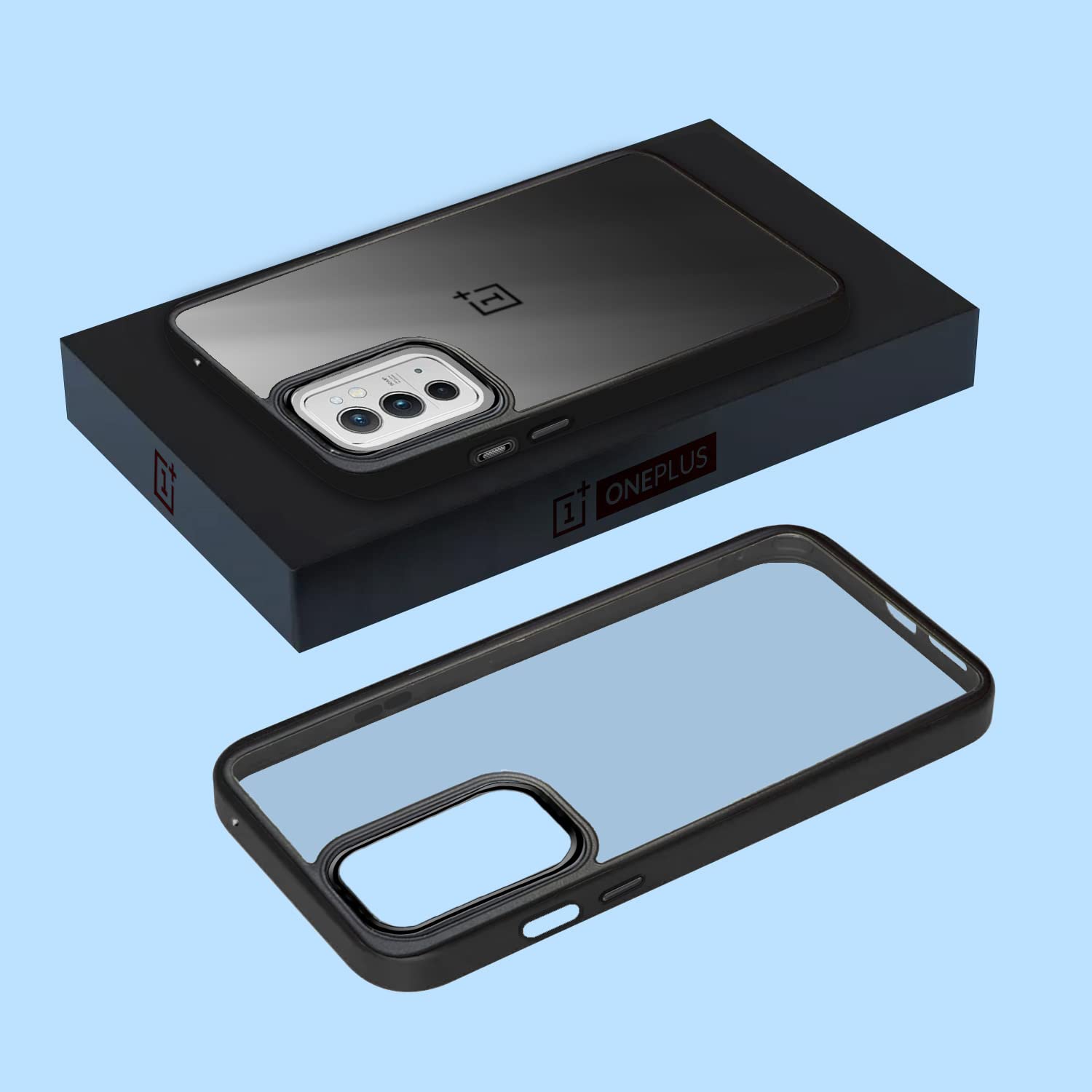Pikkme Oneplus 9RT 5G Oneplus 9RT 5G Chrome Metal Ring Back Cover (Black)