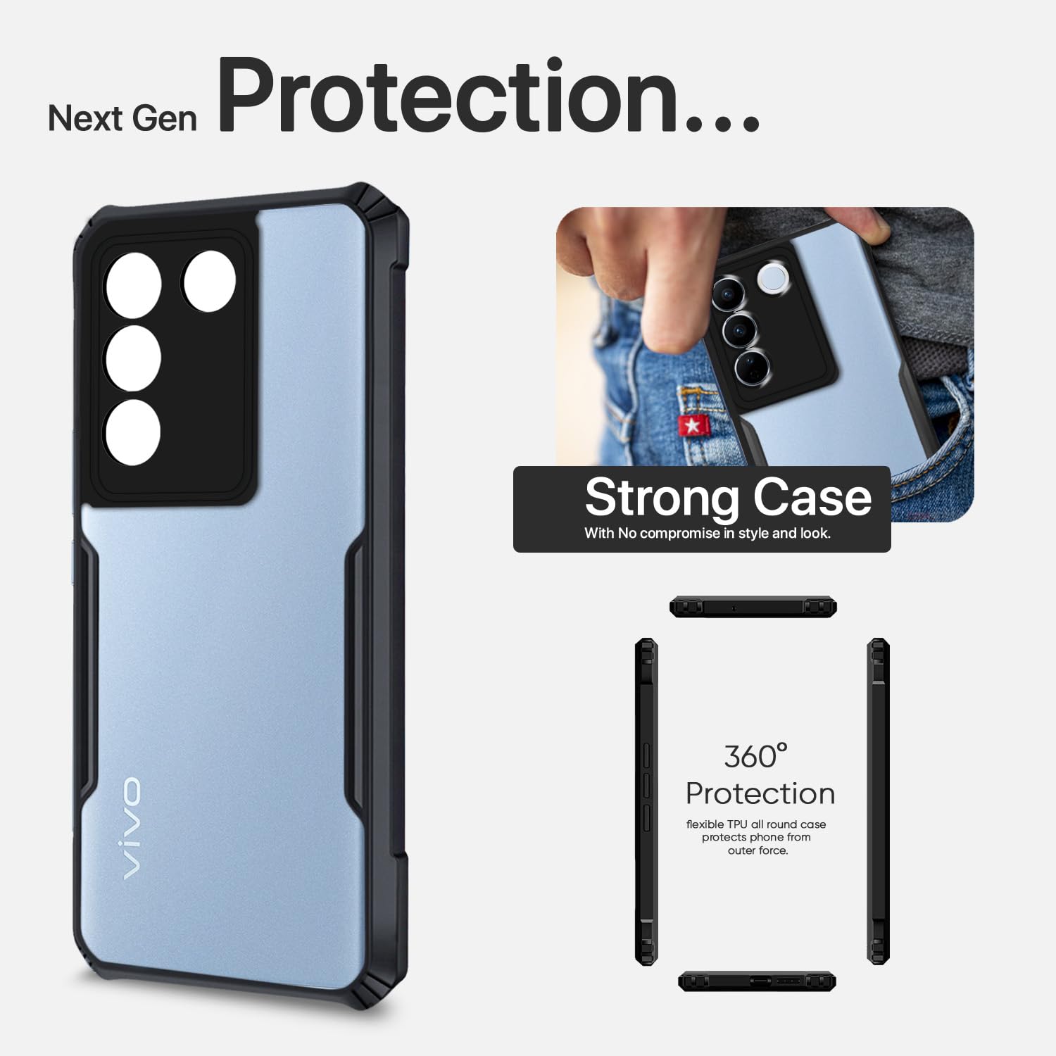 Vivo V27/V27 Pro 5G mobile cover in black by Pikkme – photo 5
