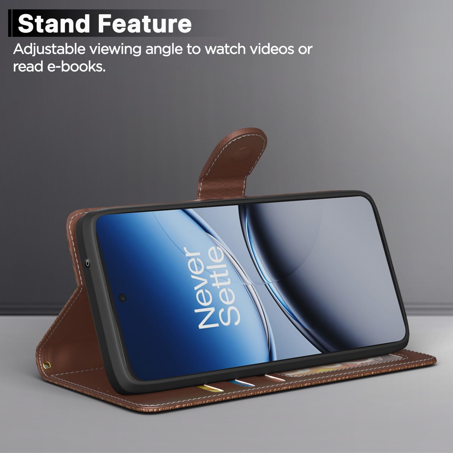 Pikkme OnePlus Nord CE 5 5G Dual-tone Leather Finish Flip Cover (Tan)