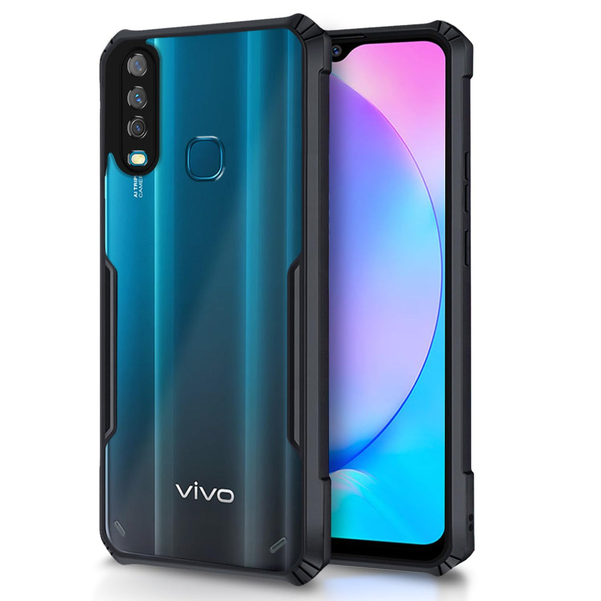 Vivo Y12/Y15/Y17/U10 Eagle mobile back cover in black by Pikkme