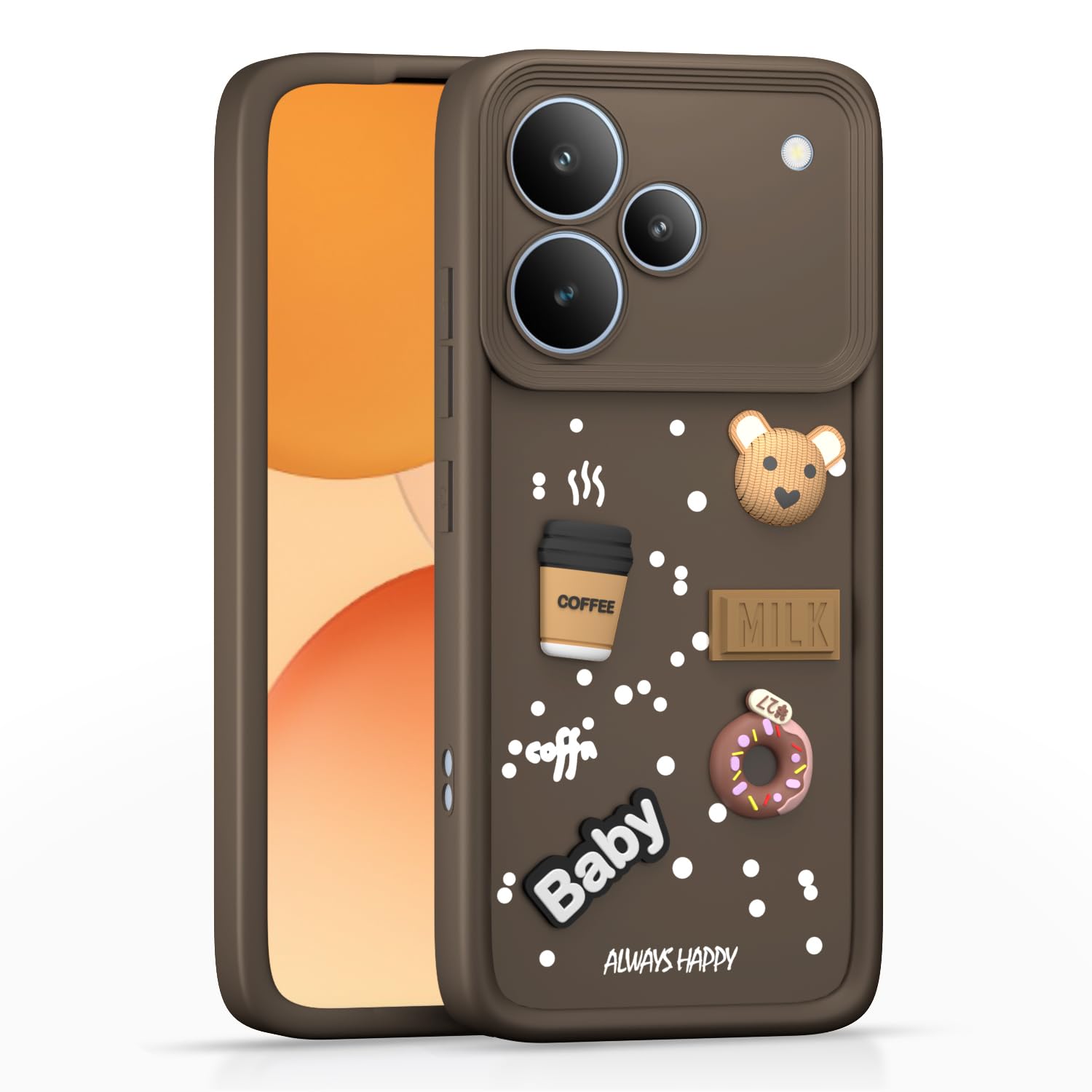 Realme P4 Pro 5G/3D Silicone mobile cover in brown by Pikkme