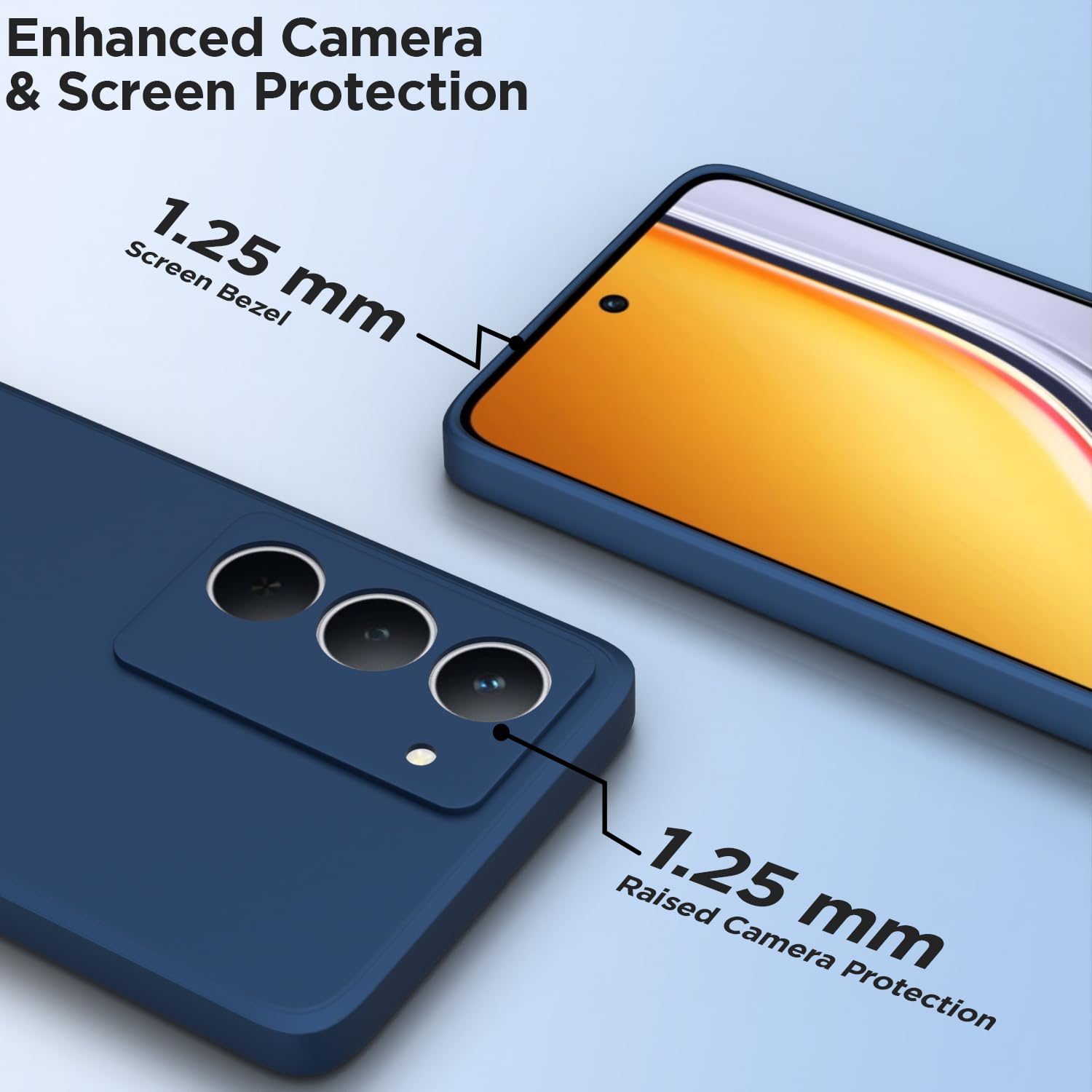 Pikkme Realme P3x 5G Soft Matte Silicone Shockproof Case (Blue)