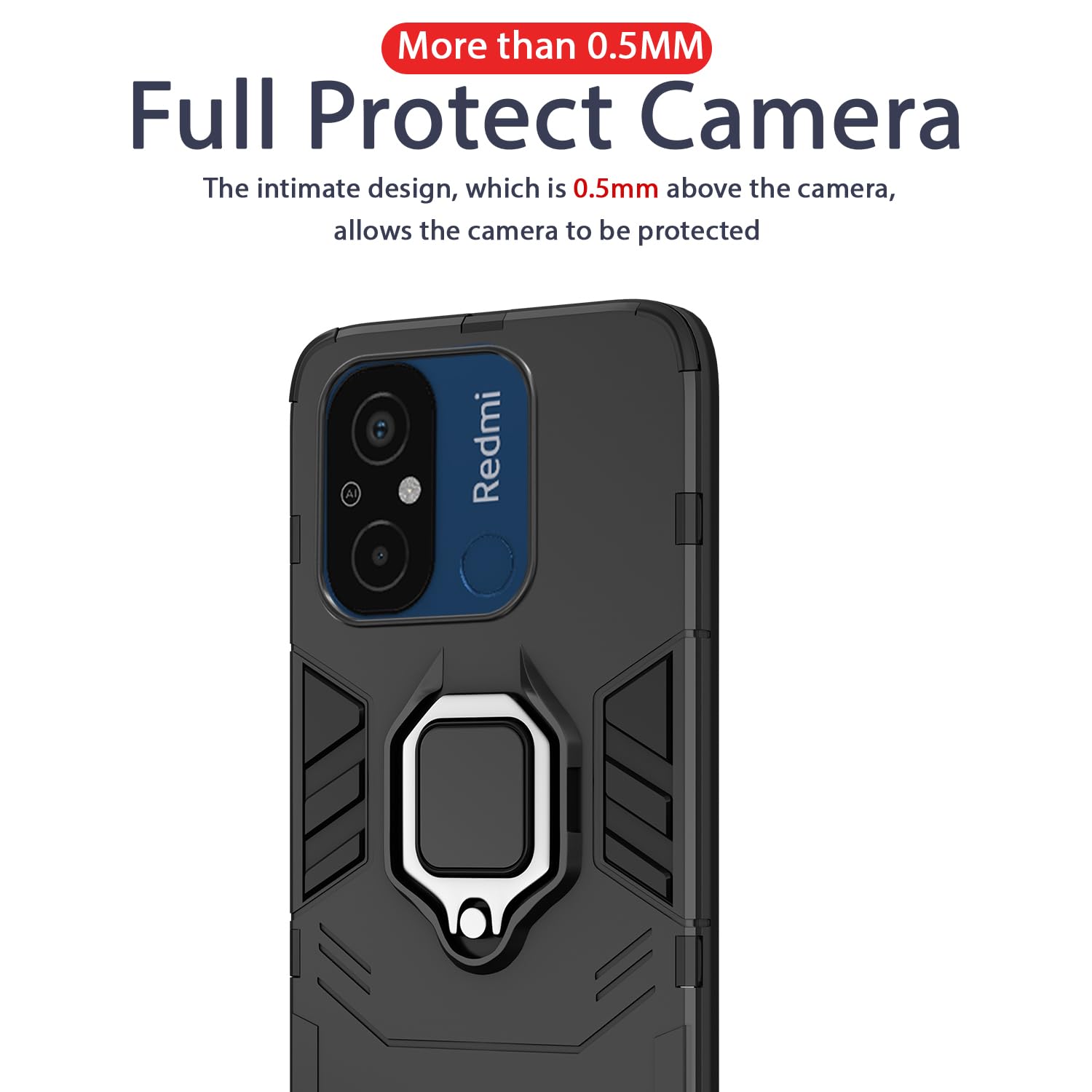 Pikkme Redmi 12C / Poco C55 D5 Tough Armor Back Cover | Black