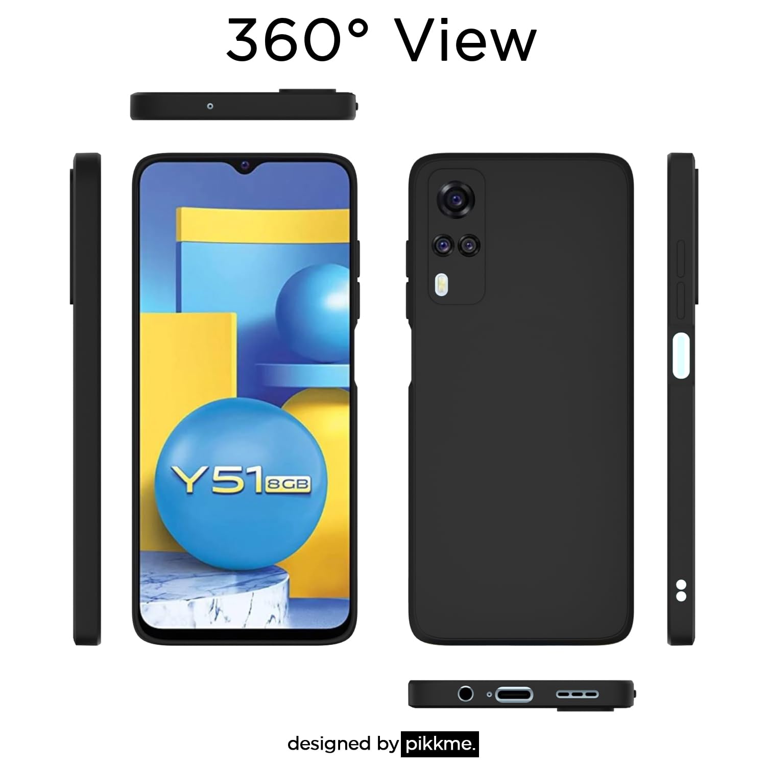 Pikkme Vivo Y31 / Y51A / Y51 / Y51i Soft Matte Silicone Shockproof Case (Black)