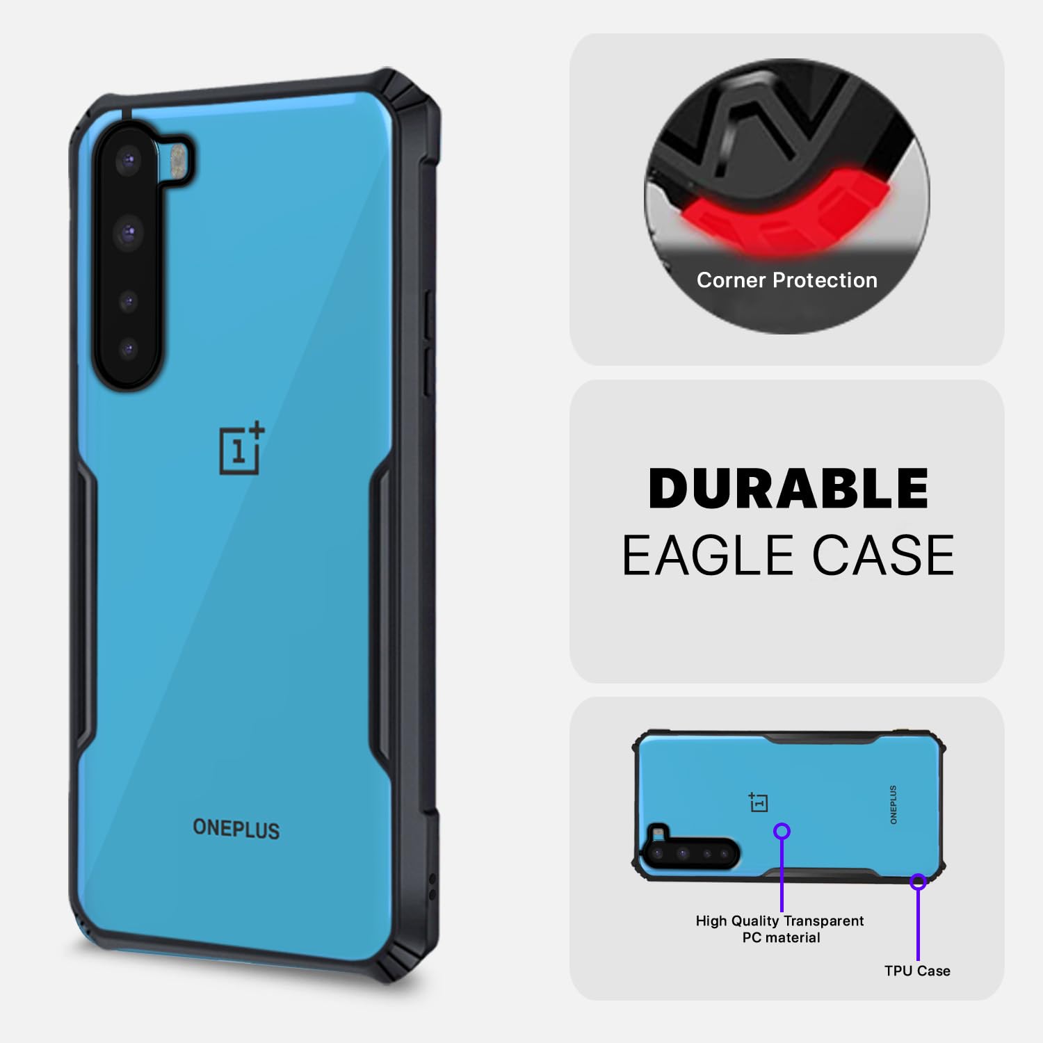 Pikkme OnePlus Nord 2020 Eagle Back Cover (Black)