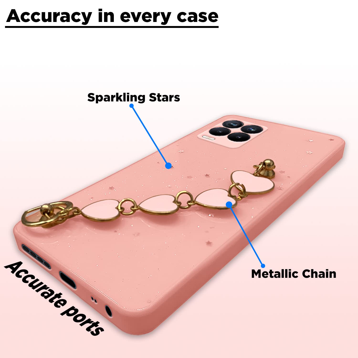 Pikkme Realme 8 4G / Realme 8 Pro Chain Back Cover (Pink)