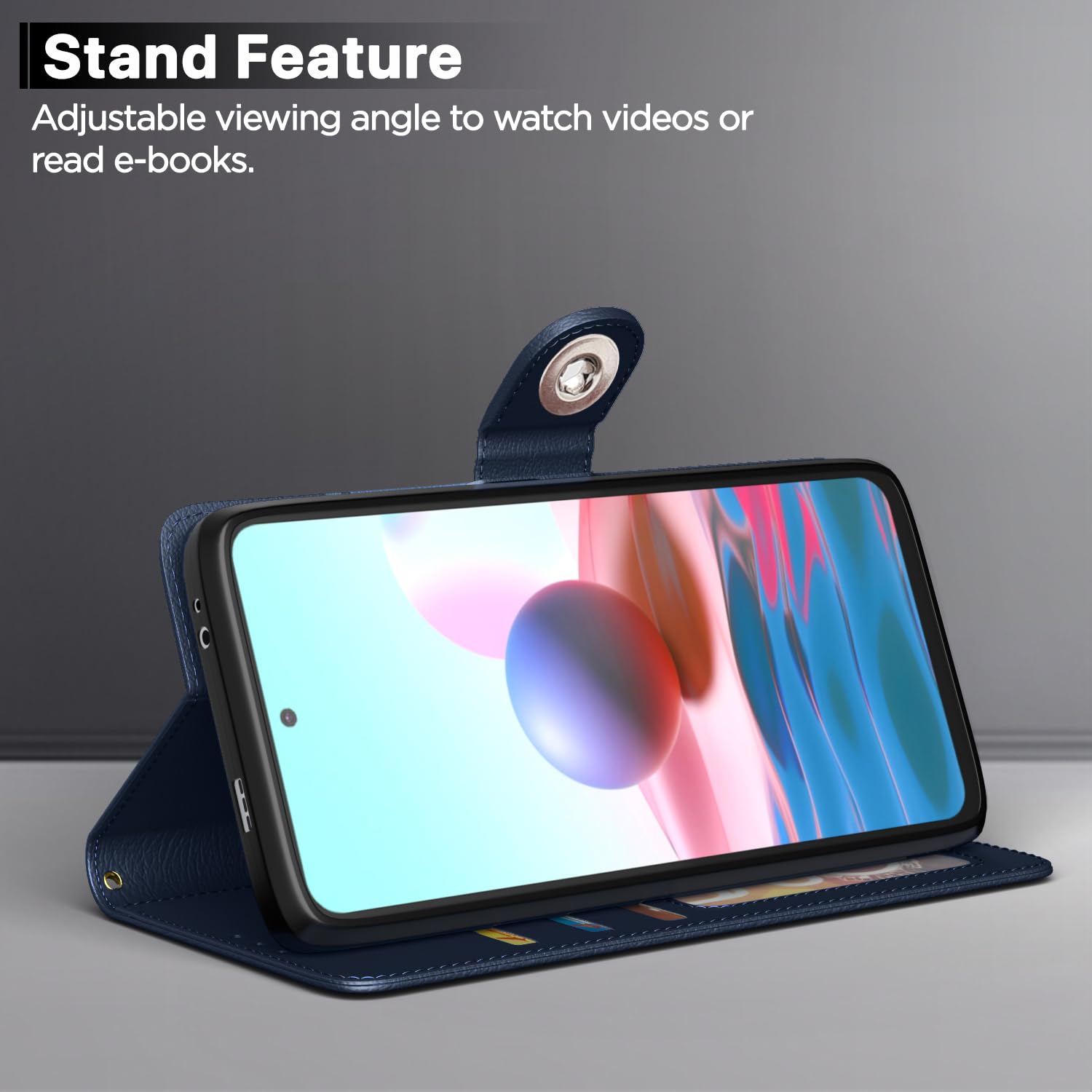 Redmi Note 11T/Poco M4 Pro Button flip cover in blue by Pikkme – photo 3