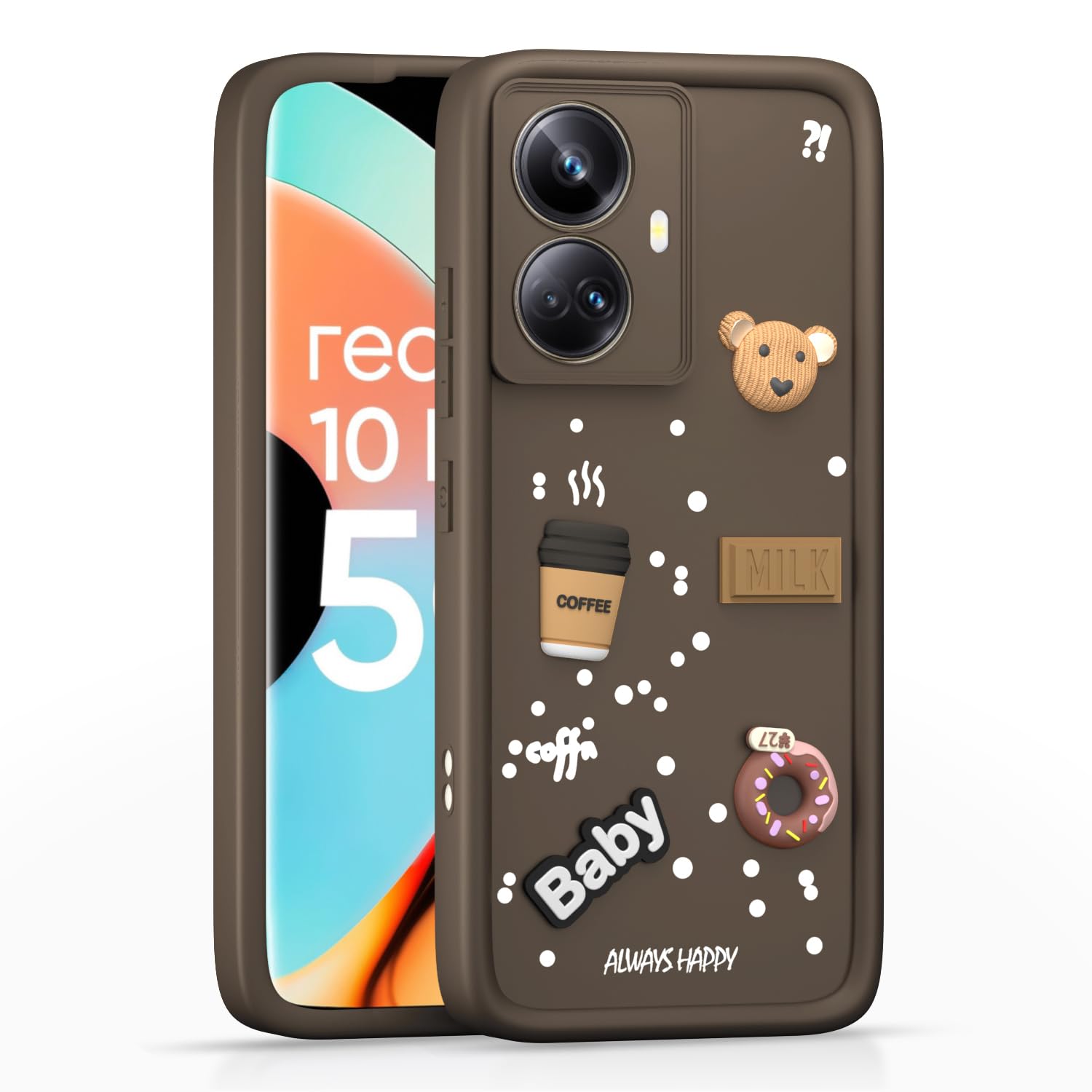 Pikkme brown mobile back cover for Realme 10 Pro Plus 5G